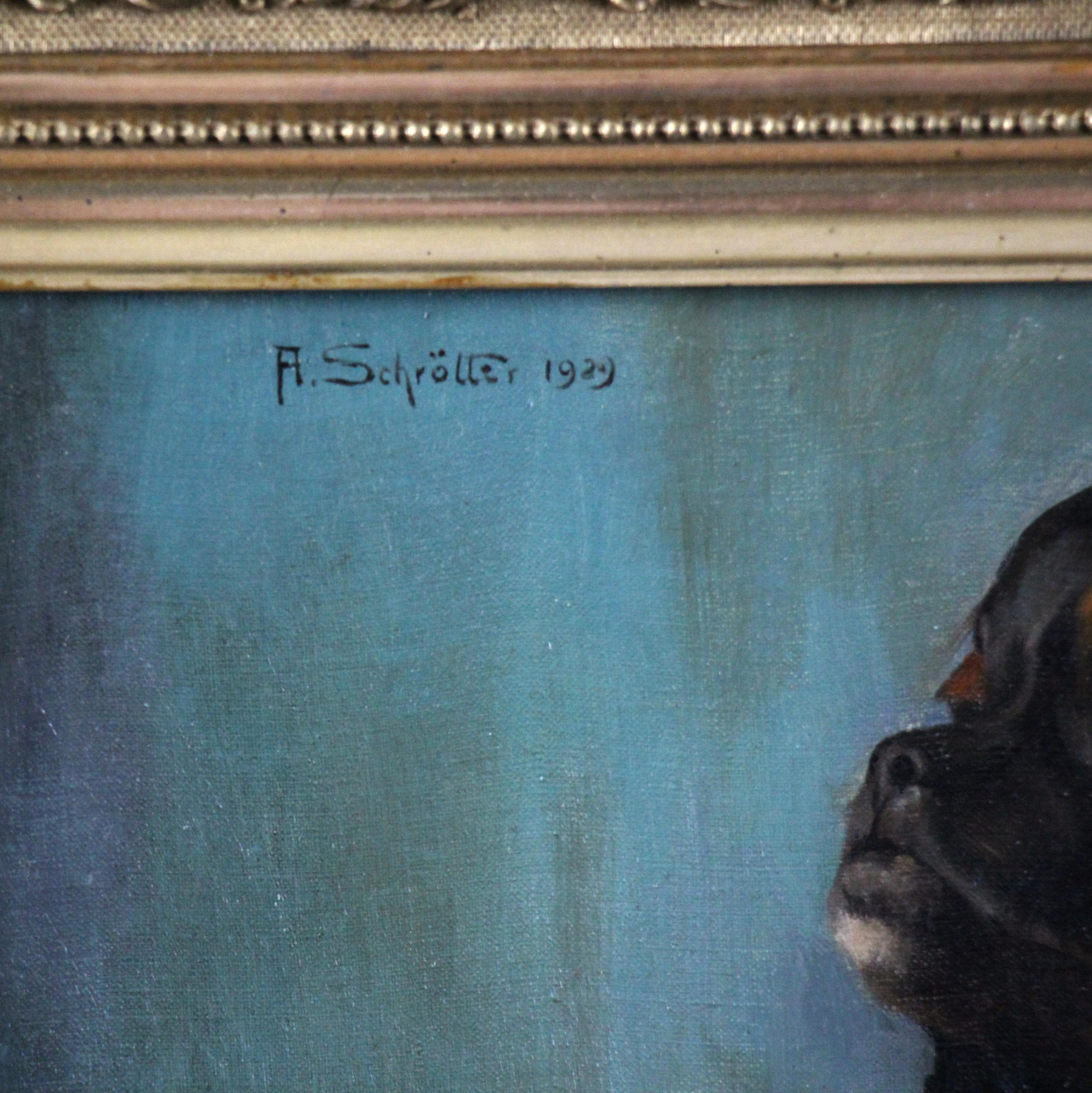Ritratto di cane pechinese, dipinto a olio su tela di A.I.C. 20° secolo.

Storia della razza pechinese :

Il Pechinese (noto anche come Cane Leone, Cane Leone di Pechino, Cane Pelchie o Peke) è un'antica razza di cani toy originaria della Cina. 