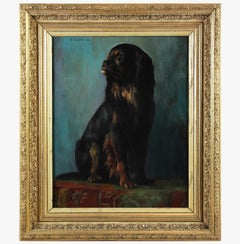 Portrait of a Pekingese dog, oil painting on canvas by A. Schrotter 20th c.