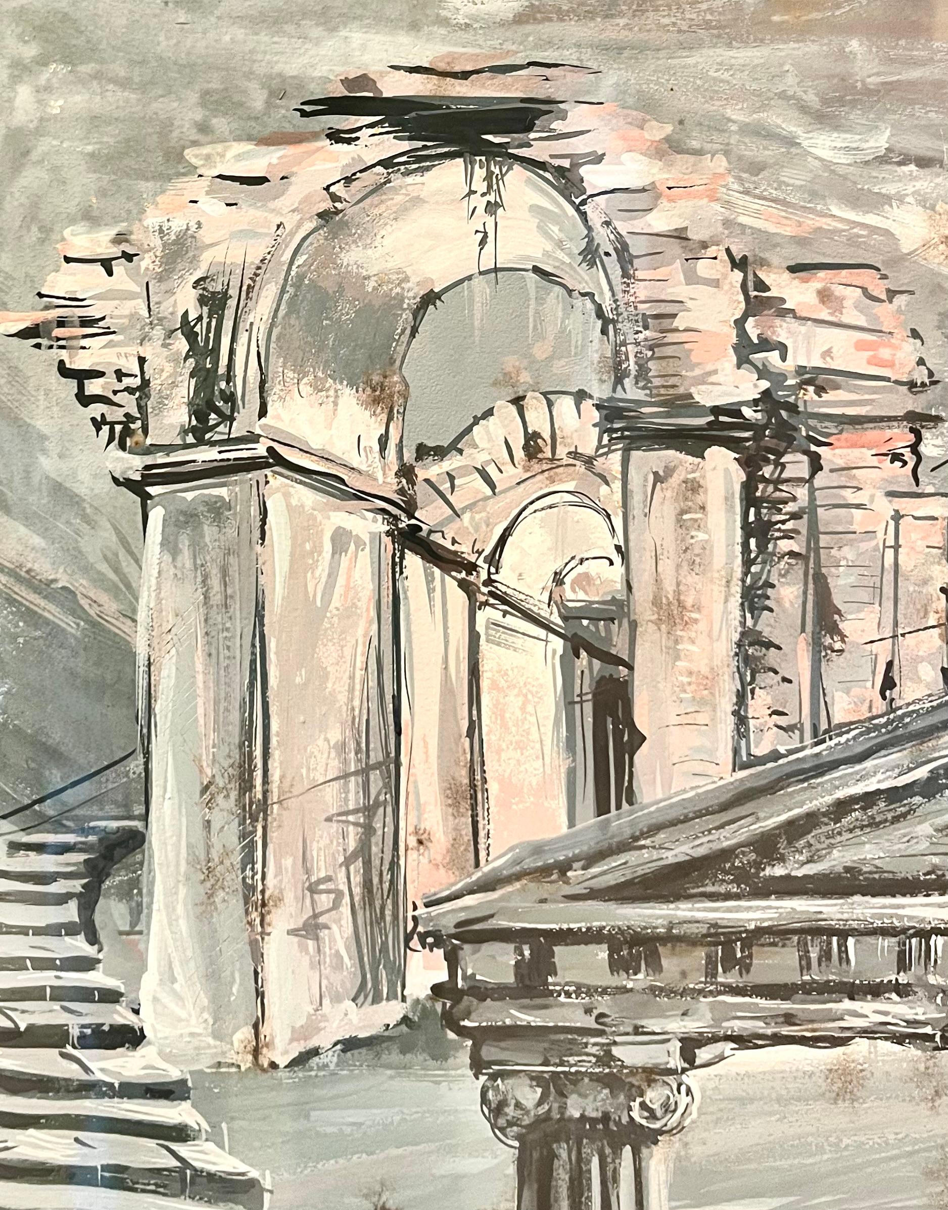 Surrealist Classical Ruins Scene titled 