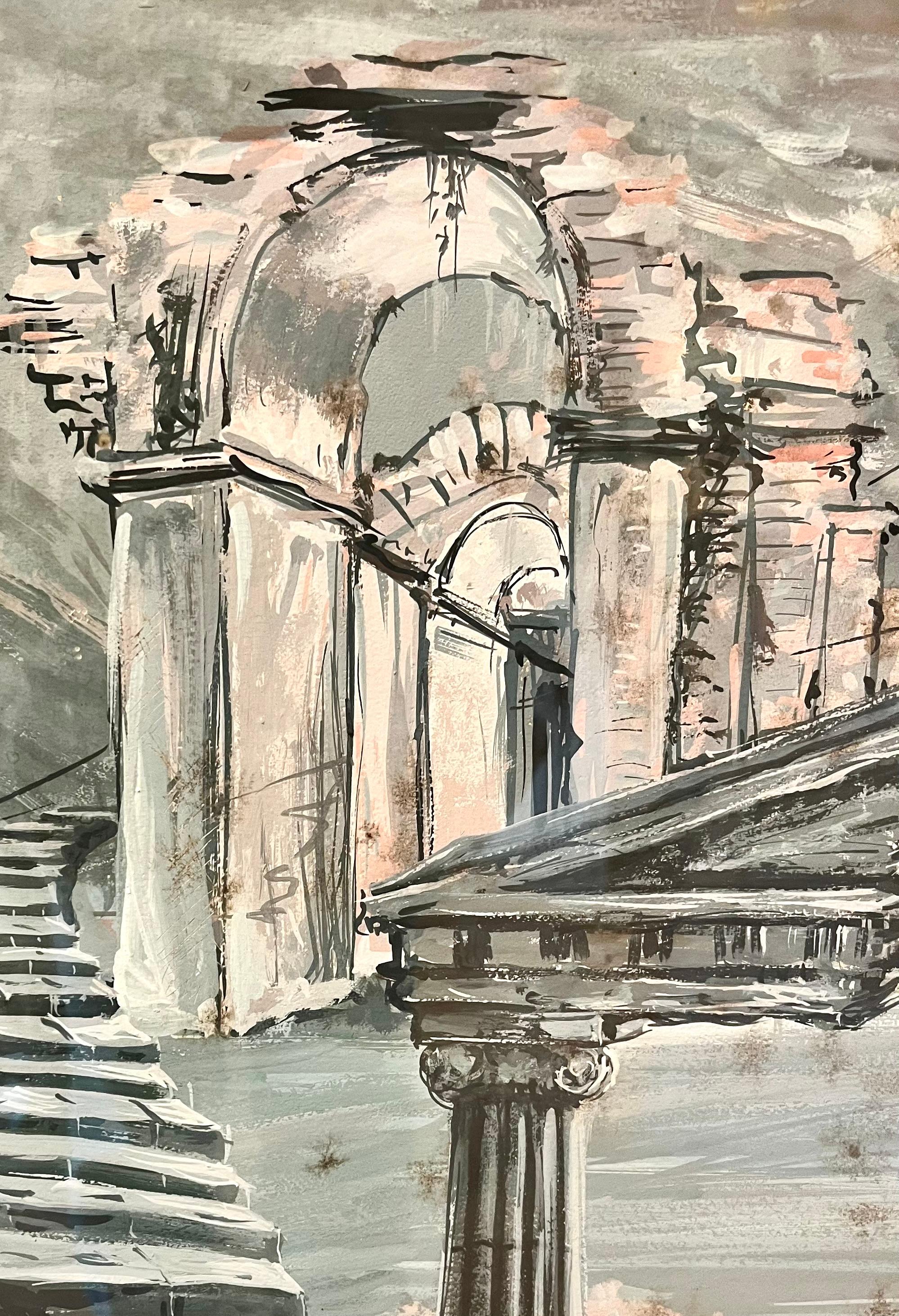 Surrealist Classical Ruins Scene titled 
