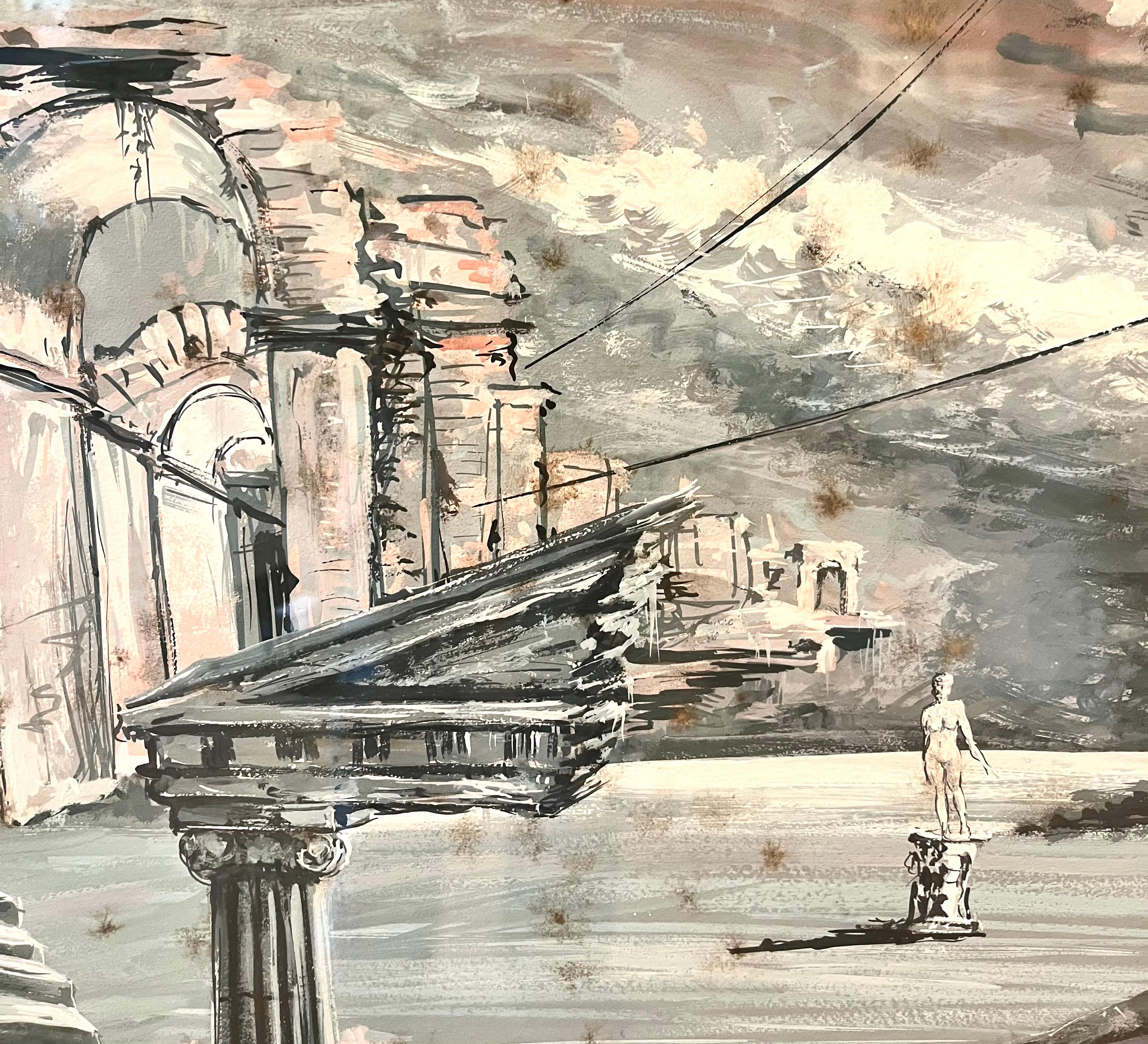 Surrealist Classical Ruins Scene titled 