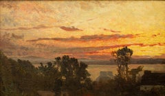 A Beautiful Sunset by Swedish Impressionist Painter Alfred Wahlberg