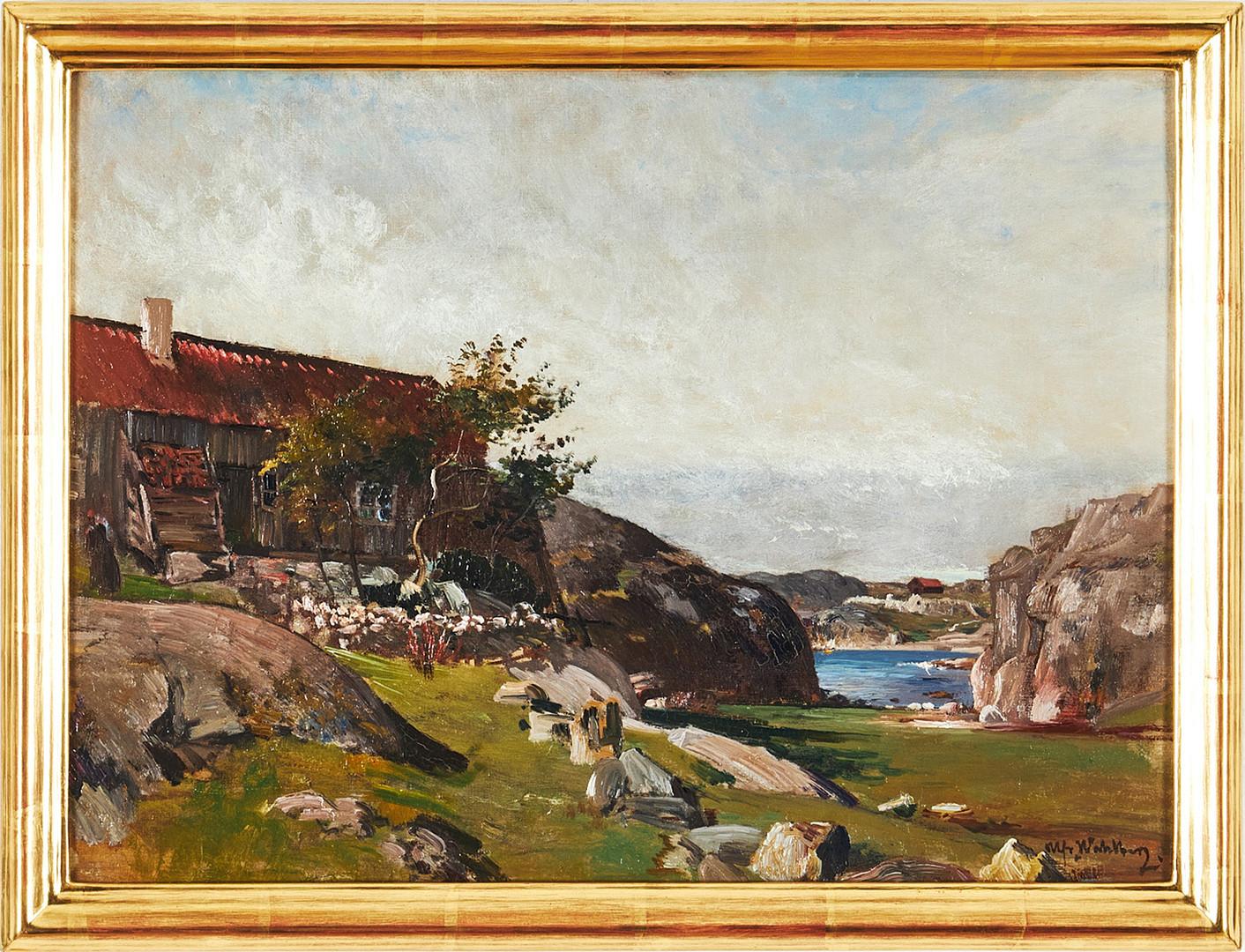 Alfred Wahlberg Landscape Painting - A Coastal Landscape, Swedish West Coast 