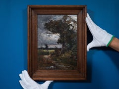 French Moonlit Landscape with Brushwood Gatherer (1872)