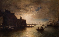 Moonlight Over a French Harbor (1875)