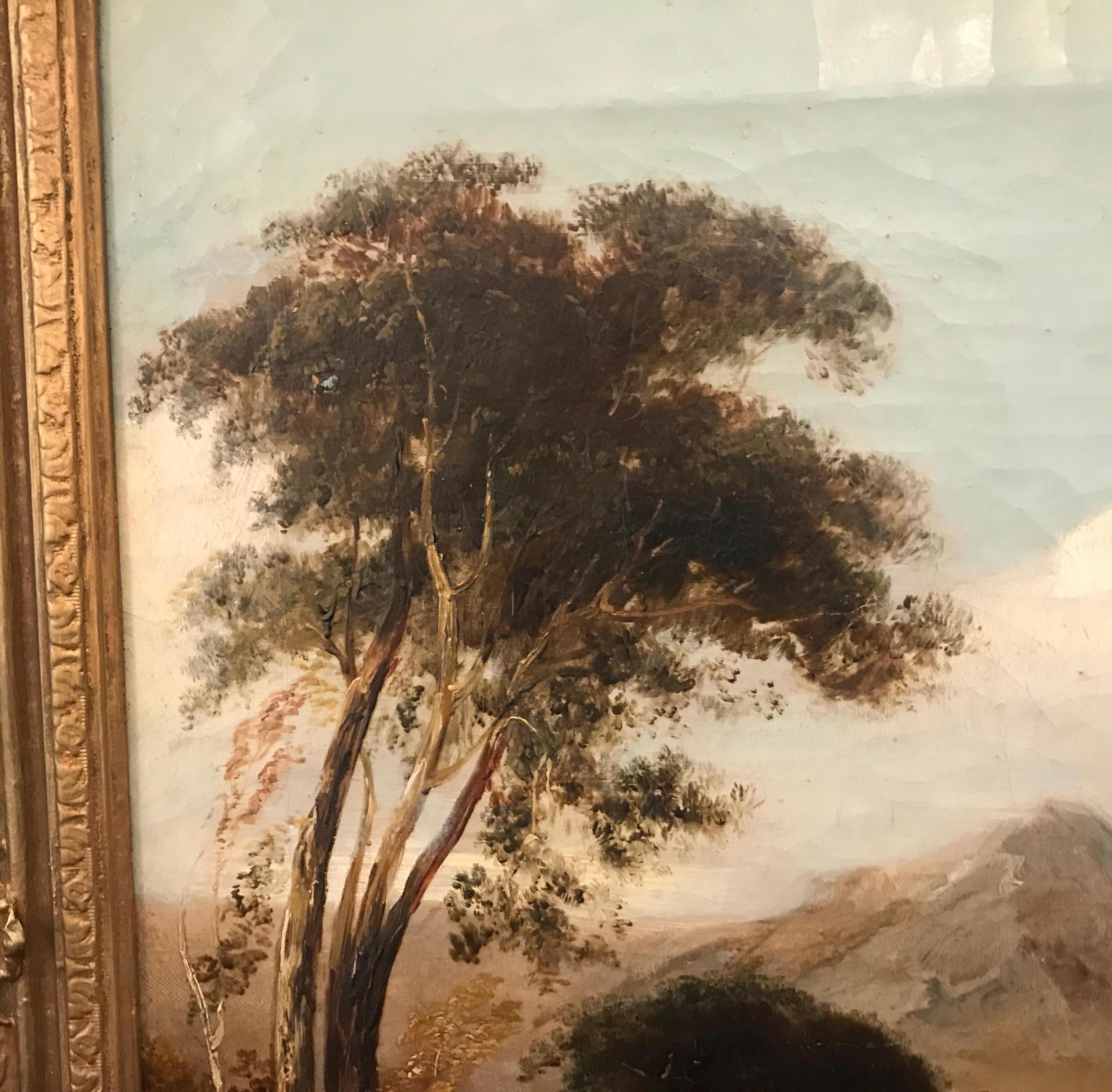 Hand-Painted Alfred Walker Williams 19th Century Landscape Oil Painting on Canvas 