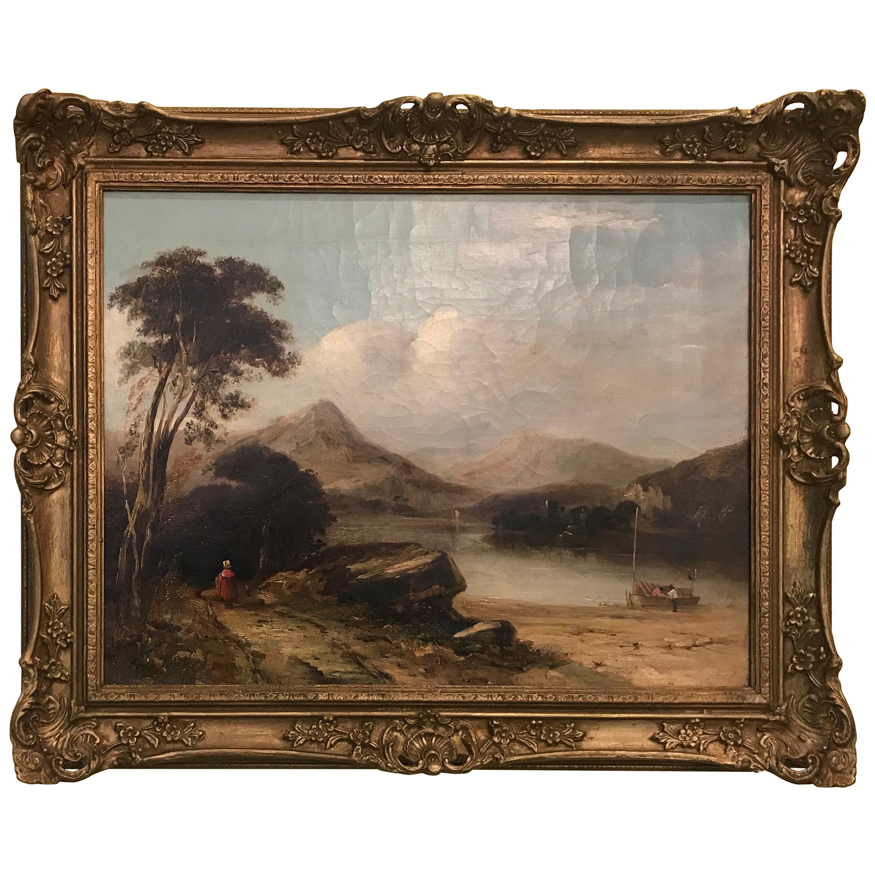 Alfred Walker Williams 19th Century Landscape Oil Painting on Canvas 