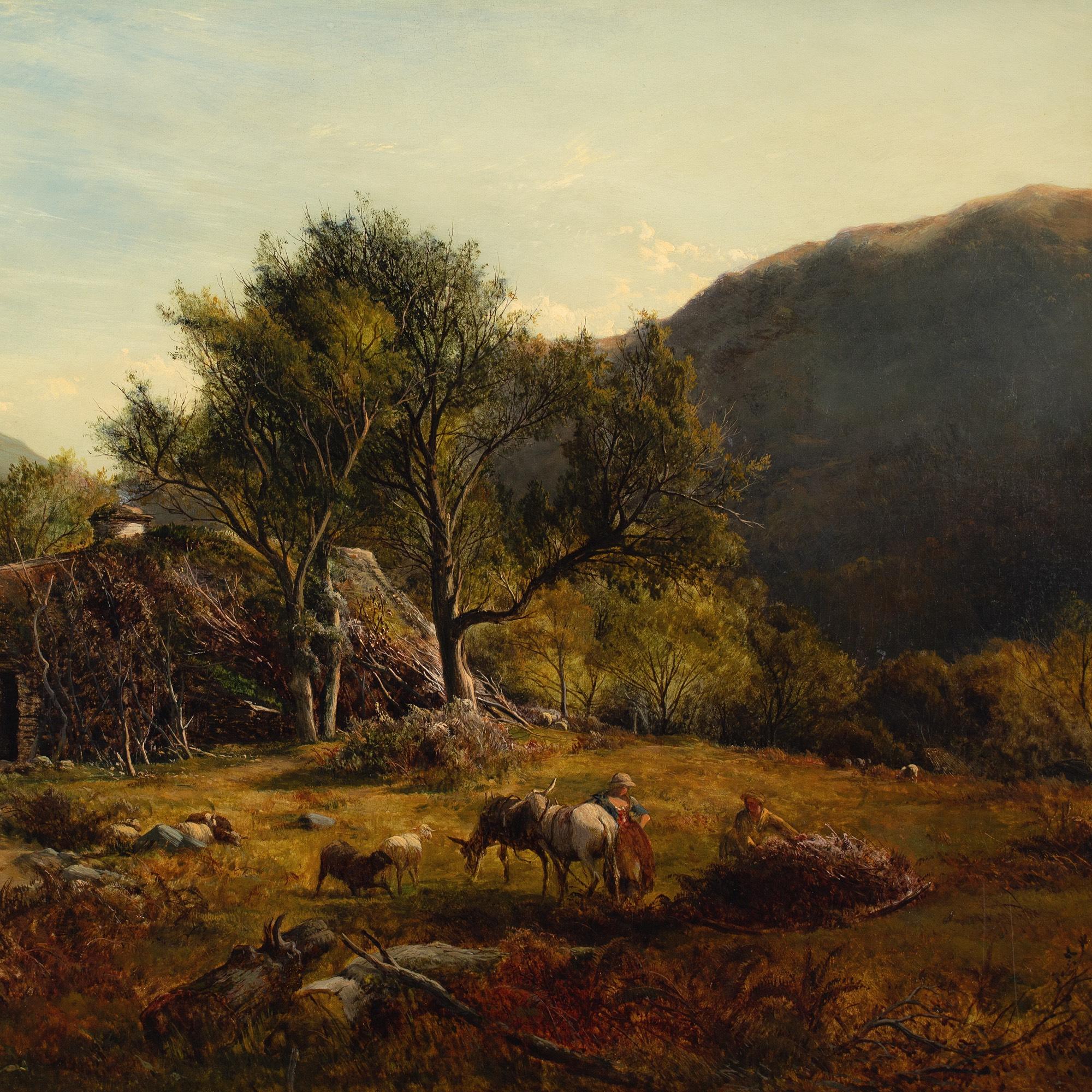 Alfred Walter Williams, Welsh Landscape With Figures Dragging Bracken 4
