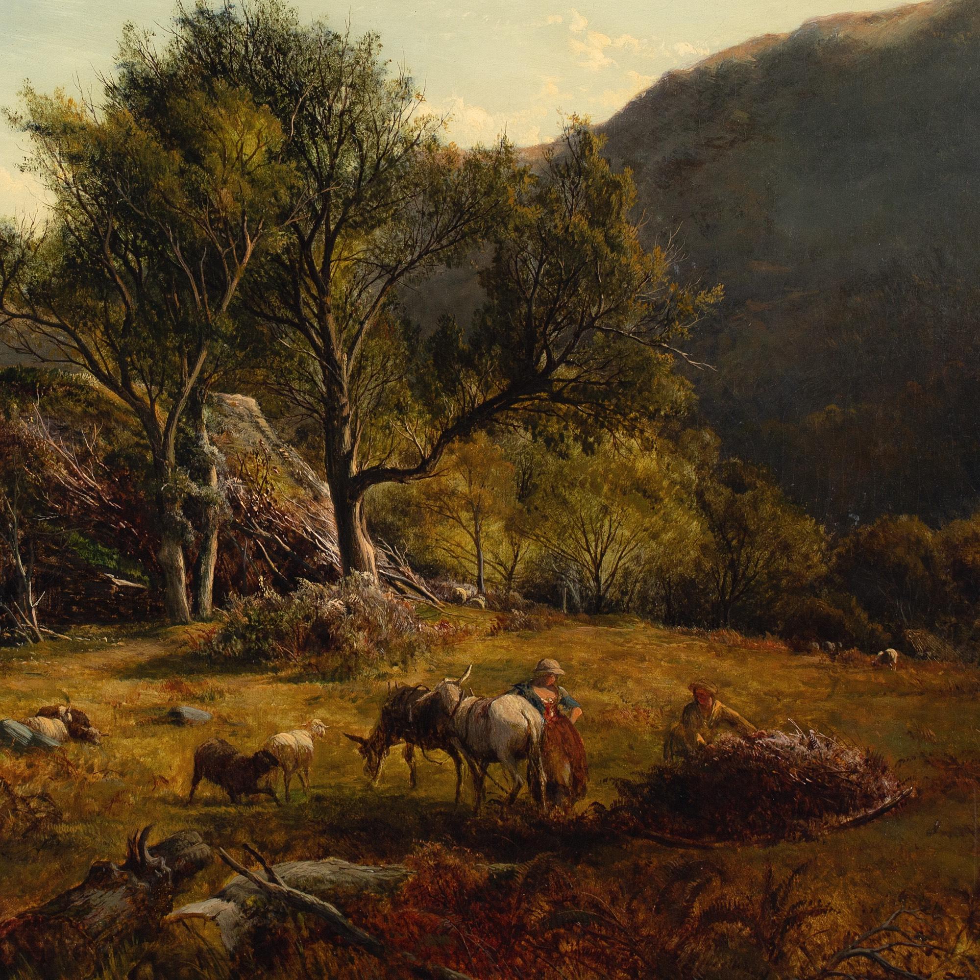Alfred Walter Williams, Welsh Landscape With Figures Dragging Bracken 6