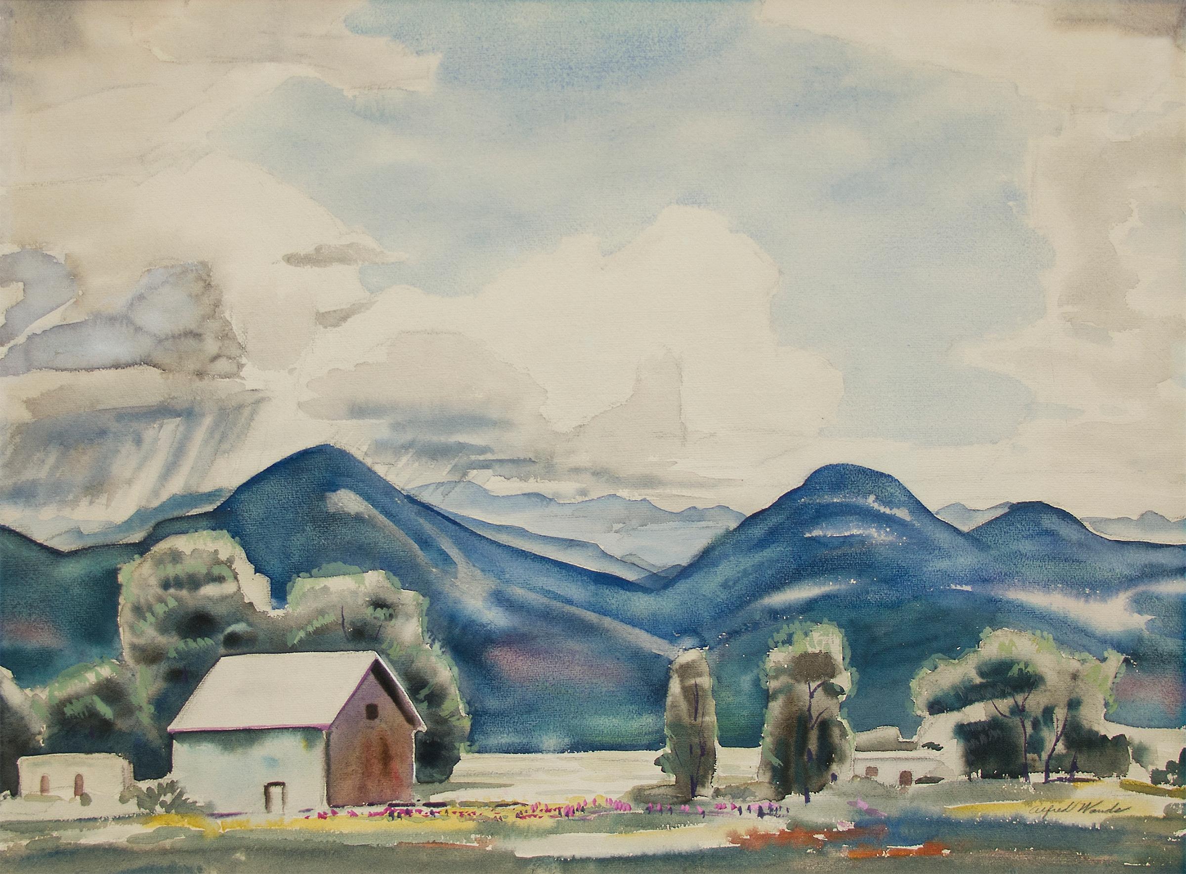 Sangre de Cristo Berge, Südkalifornien, Aquarell-Landschaftsmalerei (Amerikanischer Impressionismus), Art, von Alfred Wands