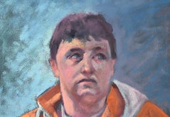 Portrait of a Man with an Orange Jacket in Oil on Canvas