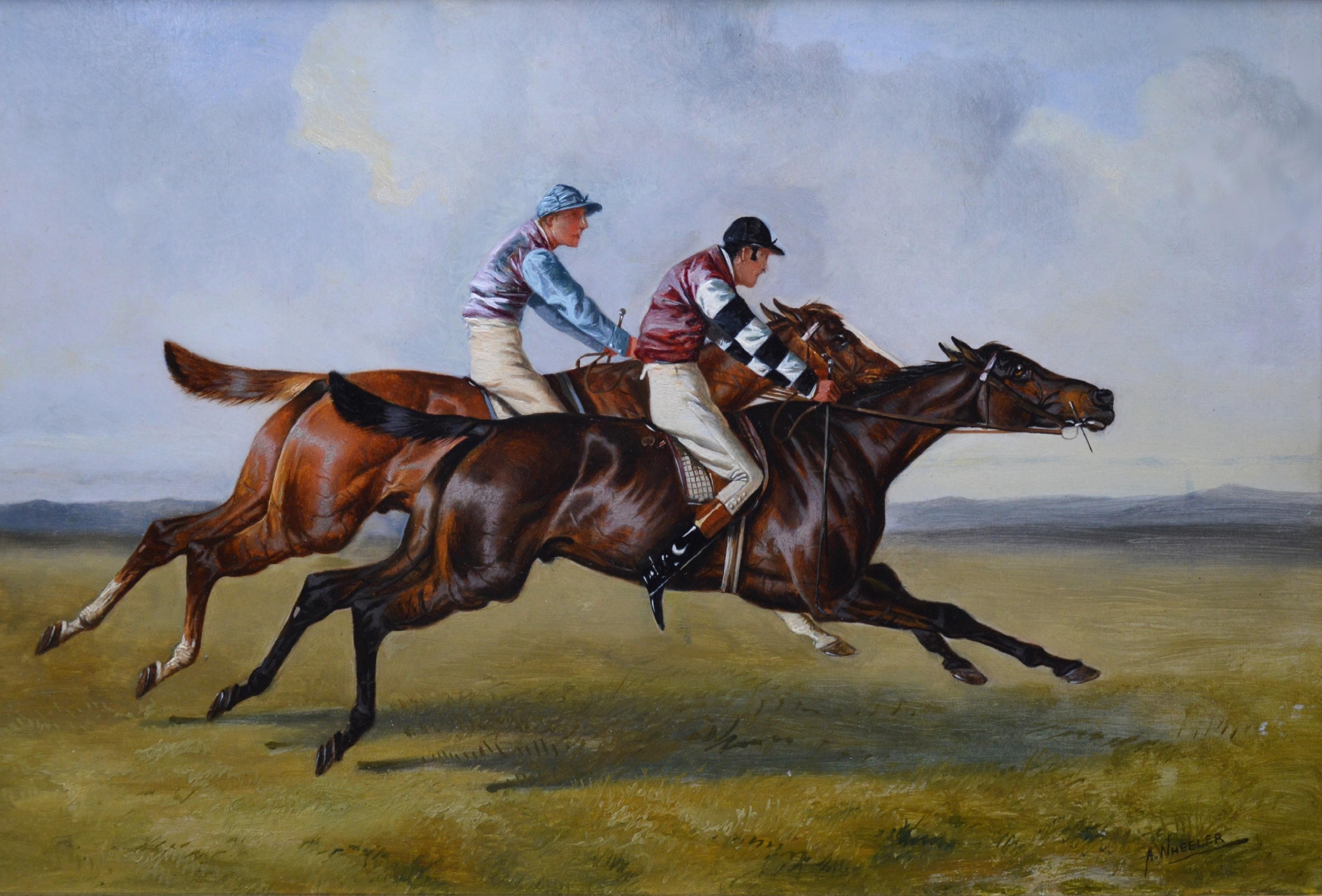Alfred Wheeler - The Race - 19th Century Oil Painting of Horse Racing.  Lester Piggott Collection at 1stDibs