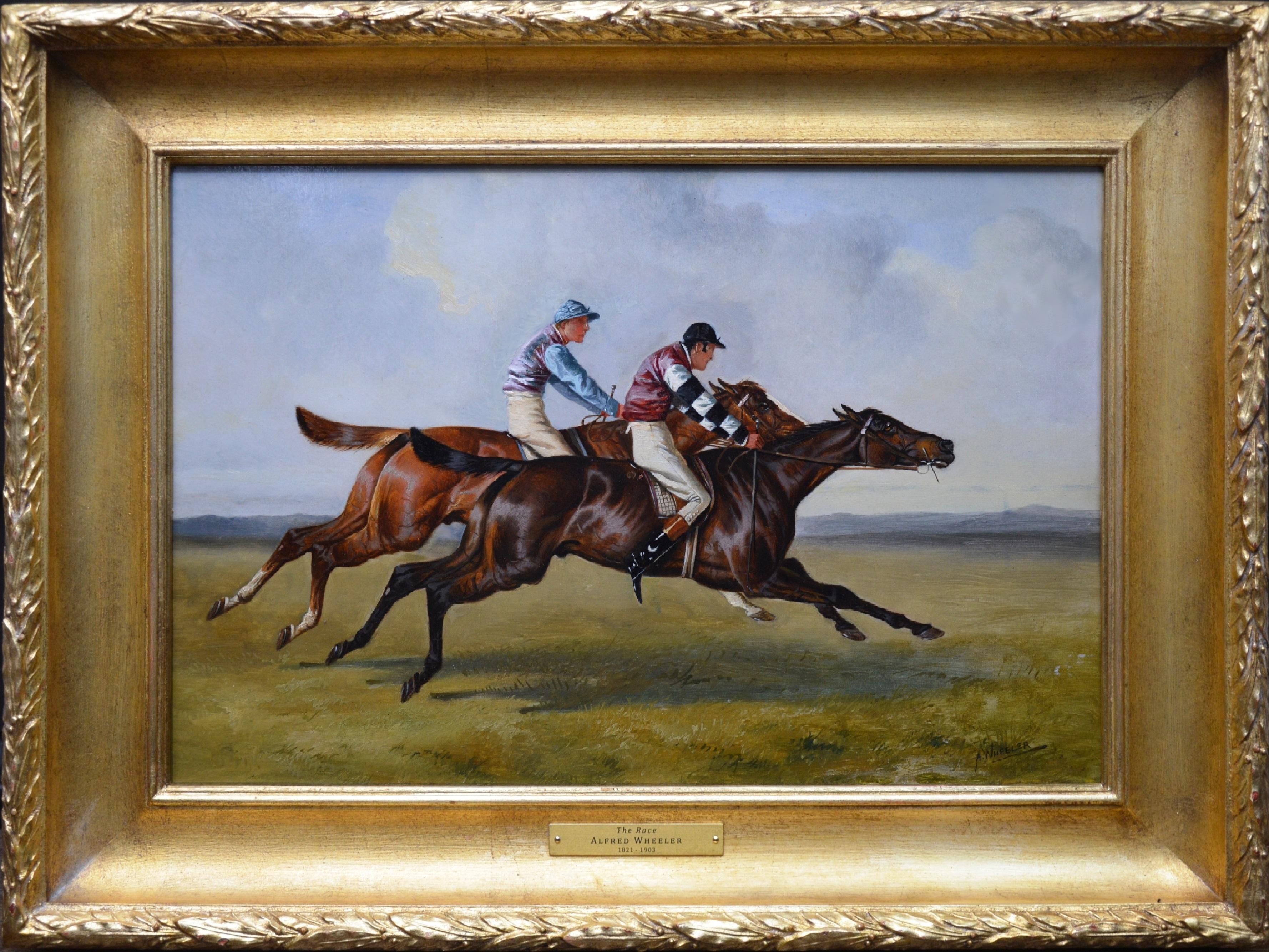 Alfred Wheeler Figurative Painting - The Race - 19th Century Oil Painting of Horse Racing. Lester Piggott Collection