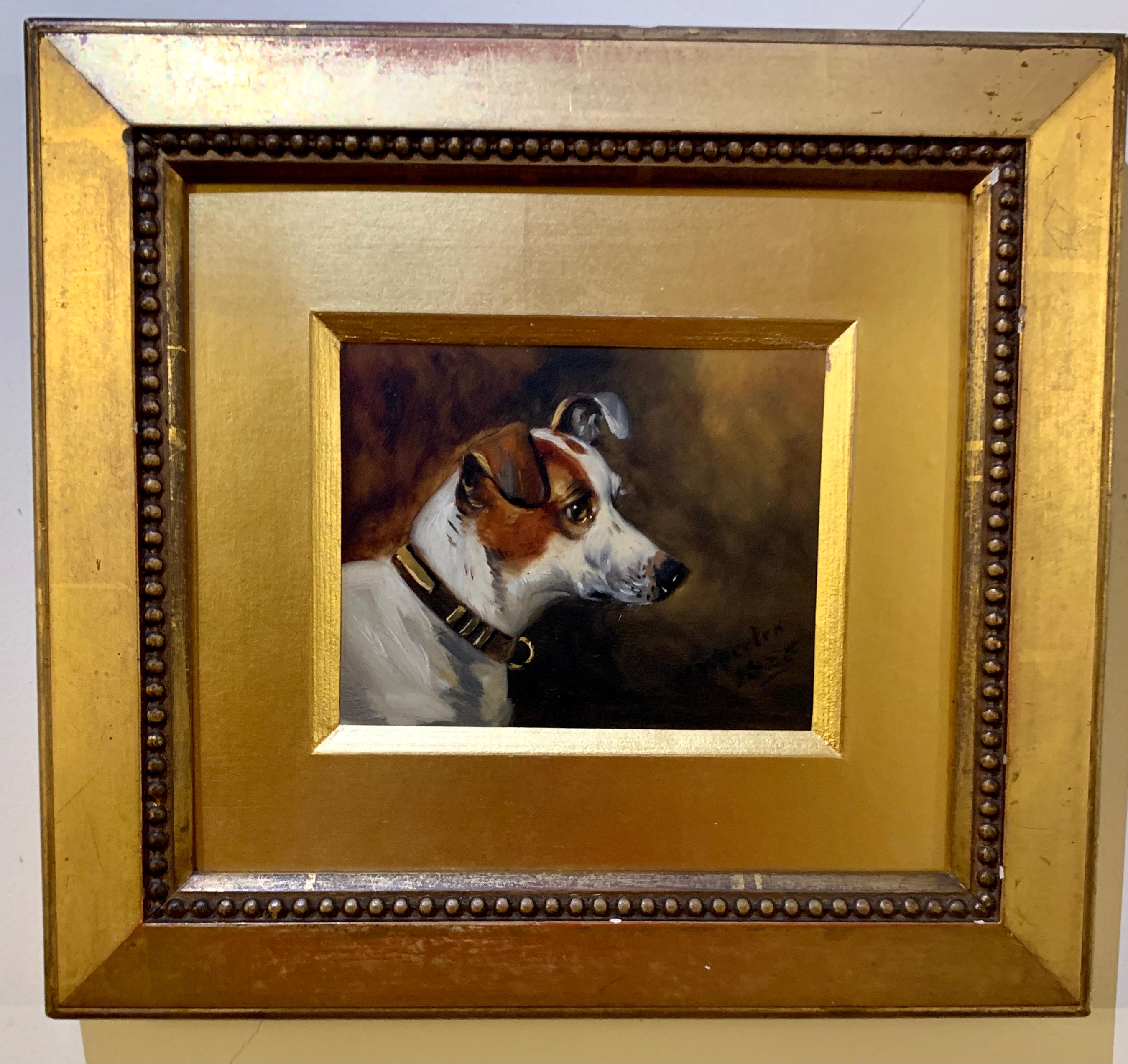 Alfred Wheeler Portrait Painting - Victorian English 19th century portrait of a Jack Russell dog.