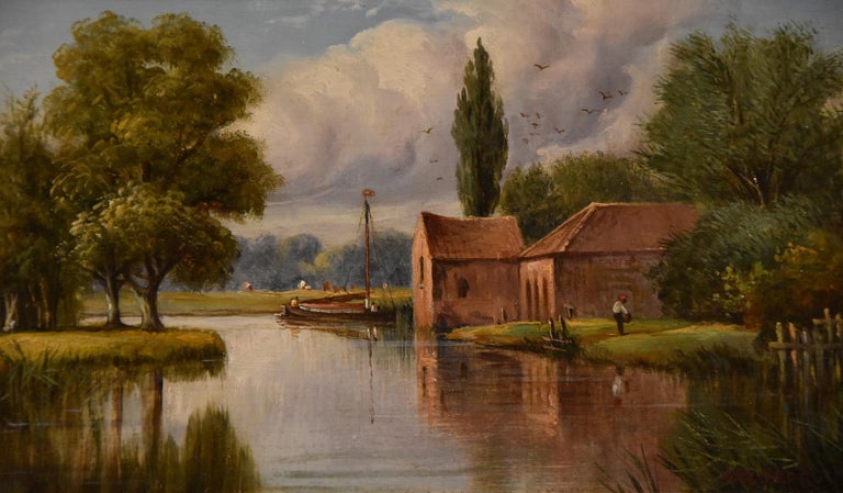 Oil Painting Pair by Alfred William Darby “Norfolk Riverscapes” For Sale 2