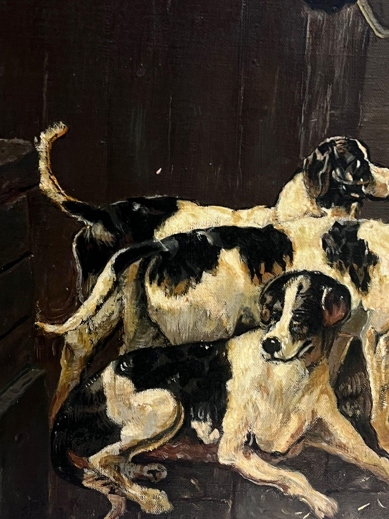 Compagni di scuderia
di Alfred H. Wise (Regno Unito, inizio XX secolo)
olio su tela firmato, incorniciato
incorniciato: 24 x 28 pollici
tela: 20 x 24 pollici
provenienza: collezione privata, Inghilterra
condizioni: ottime e solide condizioni 