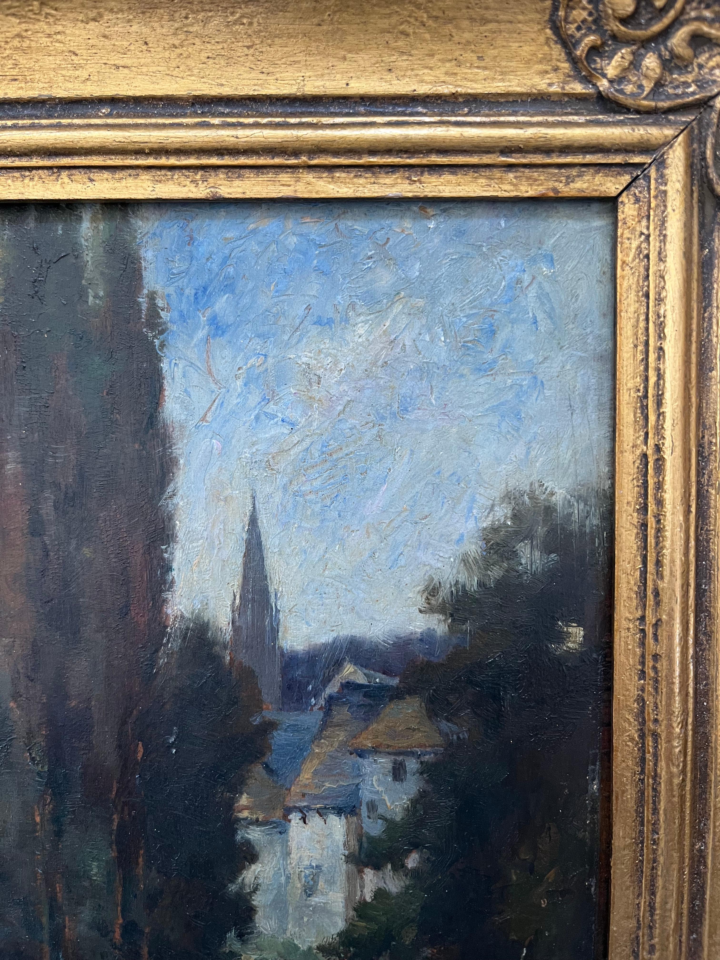 Scuola di Barbizon, pittura di paesaggio vittoriana, figura sul fiume a Pont Aven 6