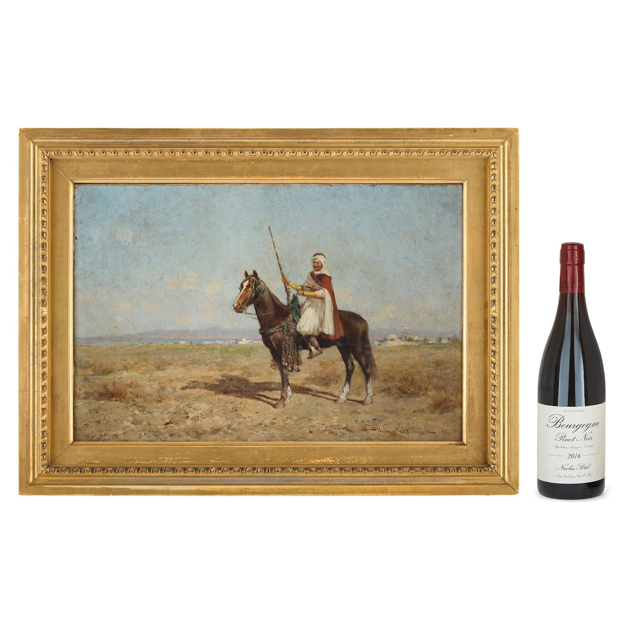 Antikes orientalisches Ölgemälde eines Reiters, Wordsworth Thompson im Angebot 1
