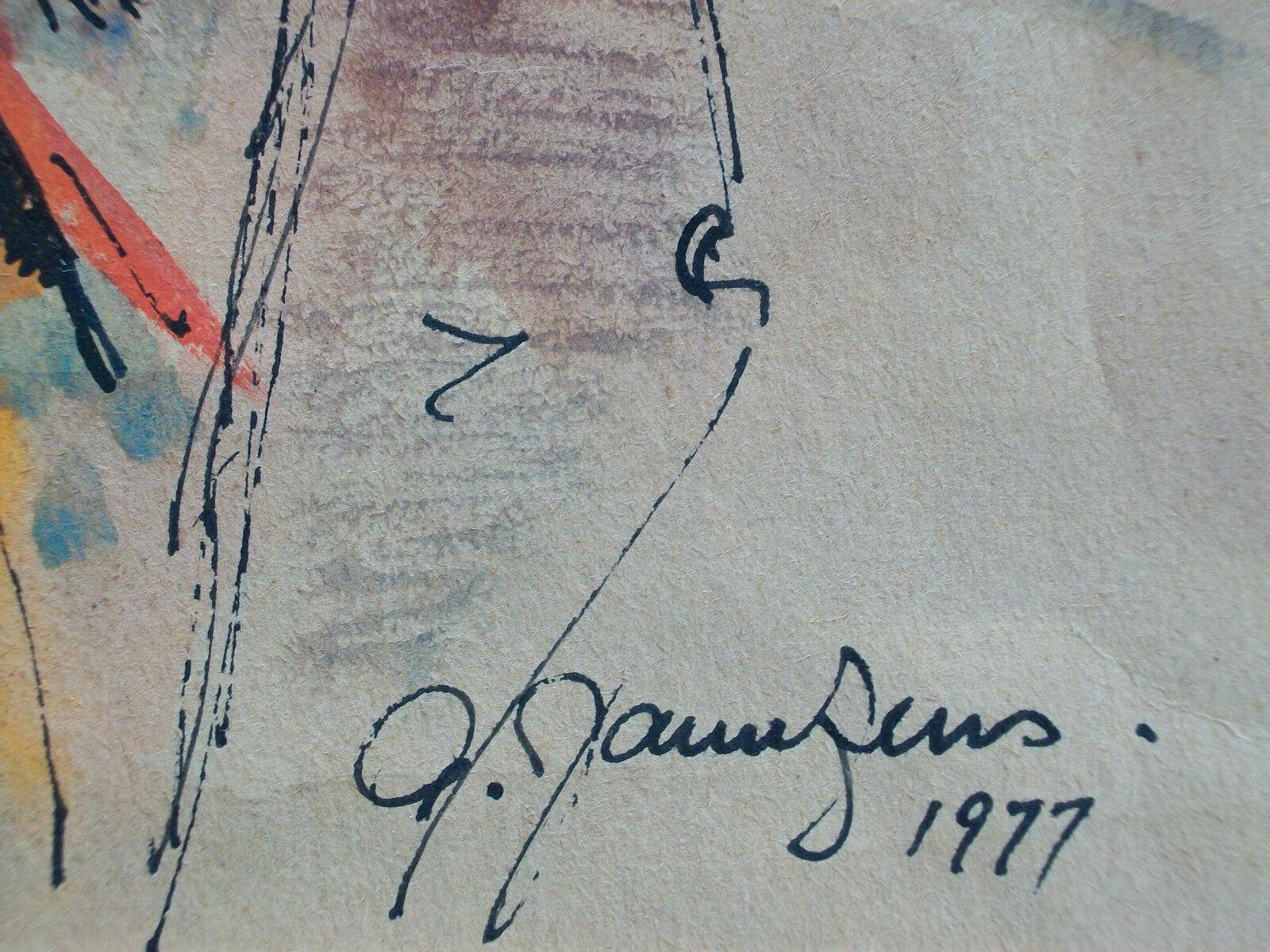 ALFREDA JAUNZENS – Fauvistisches Aquarell- und Tuschegemälde – Kanada – ca. 1977 (Kanadisch) im Angebot