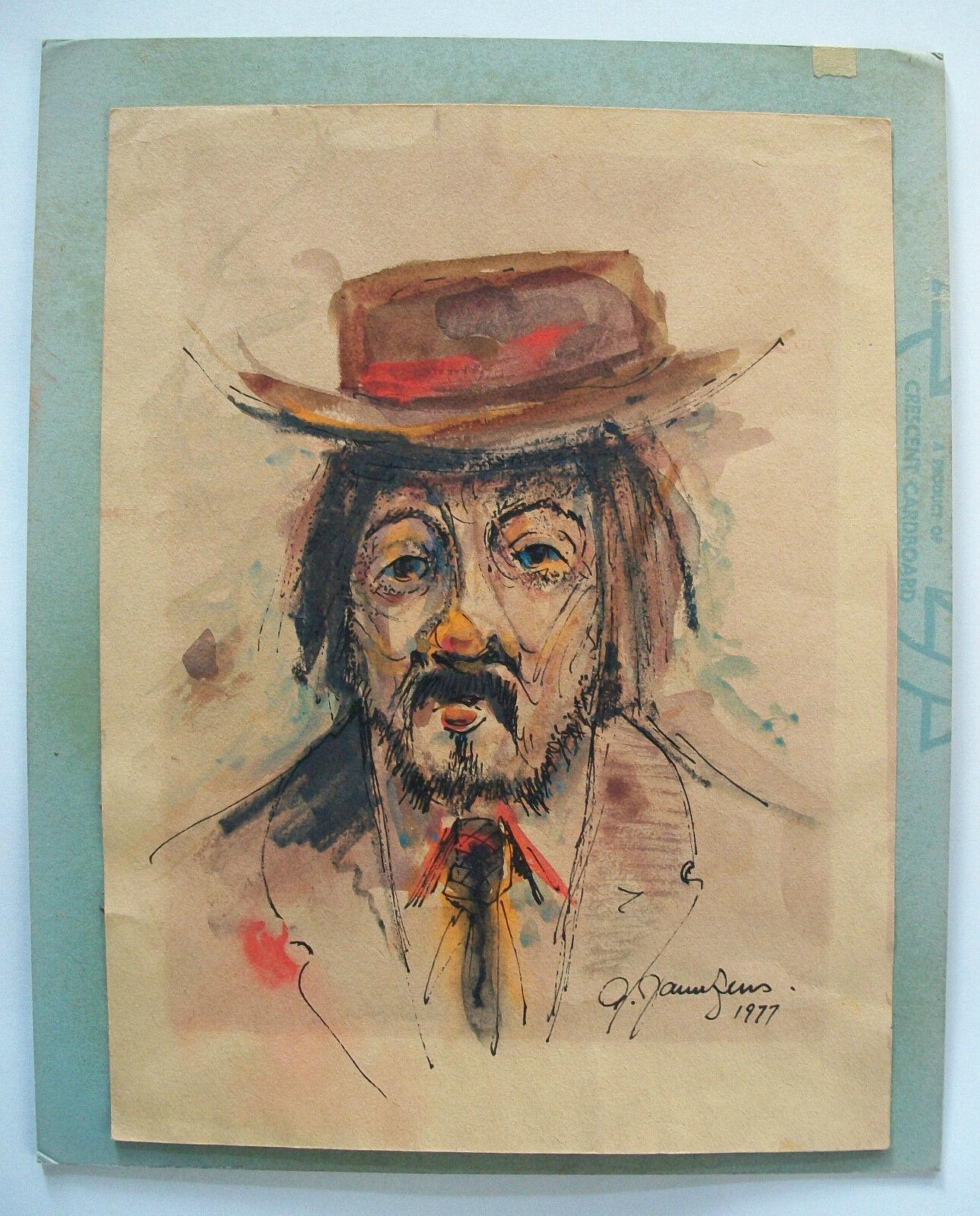 Hand-Painted ALFREDA JAUNZENS - Fauvist Watercolor & Ink Painting - Canada - Circa 1977 For Sale