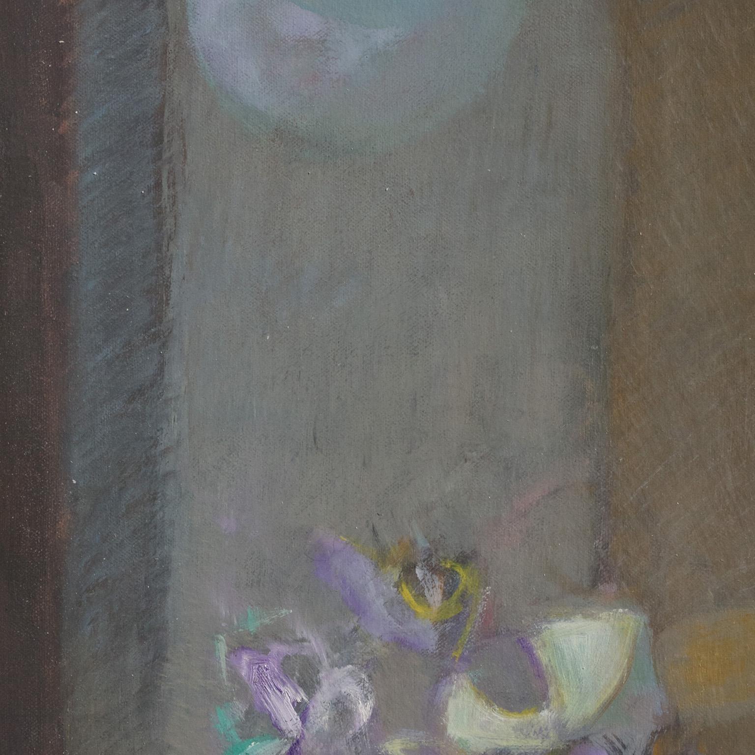Florero Nocturno - Pittura astratta floreale notturna, Realismo magico, Colombiana - Painting Astratto di Alfredo Aya