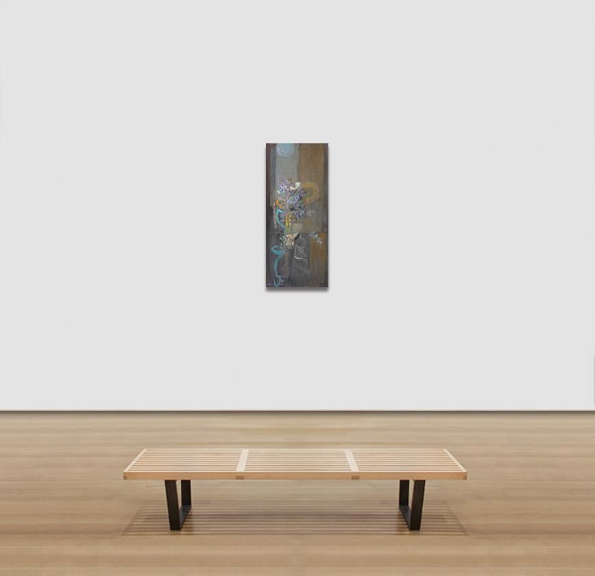 Florero Nocturno - Pittura astratta floreale notturna, Realismo magico, Colombiana in vendita 1