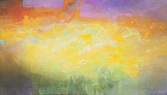 Las Sombras Que Seremos - Large Abstract Painting With Yellow, Orange and Purple