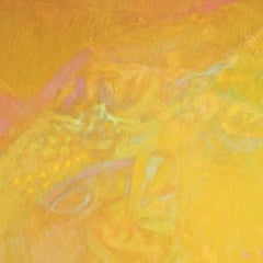 Las Sombras Que Seremos - Grande peinture abstraite avec des motifs jaunes, oranges et violets