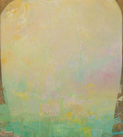 The Hours: The Middle of the Day - Large Abstract Green and Yellow Oil Painting