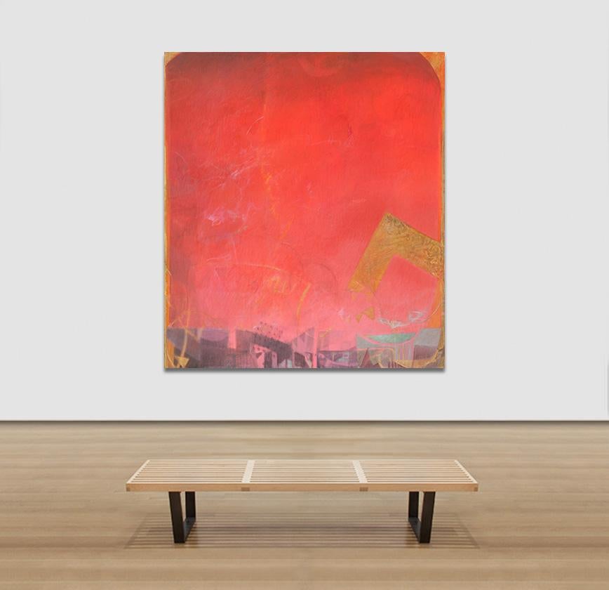 The Hours: Sunset, When Everything Has Happened -Large Red Abstract Oil Painting 2