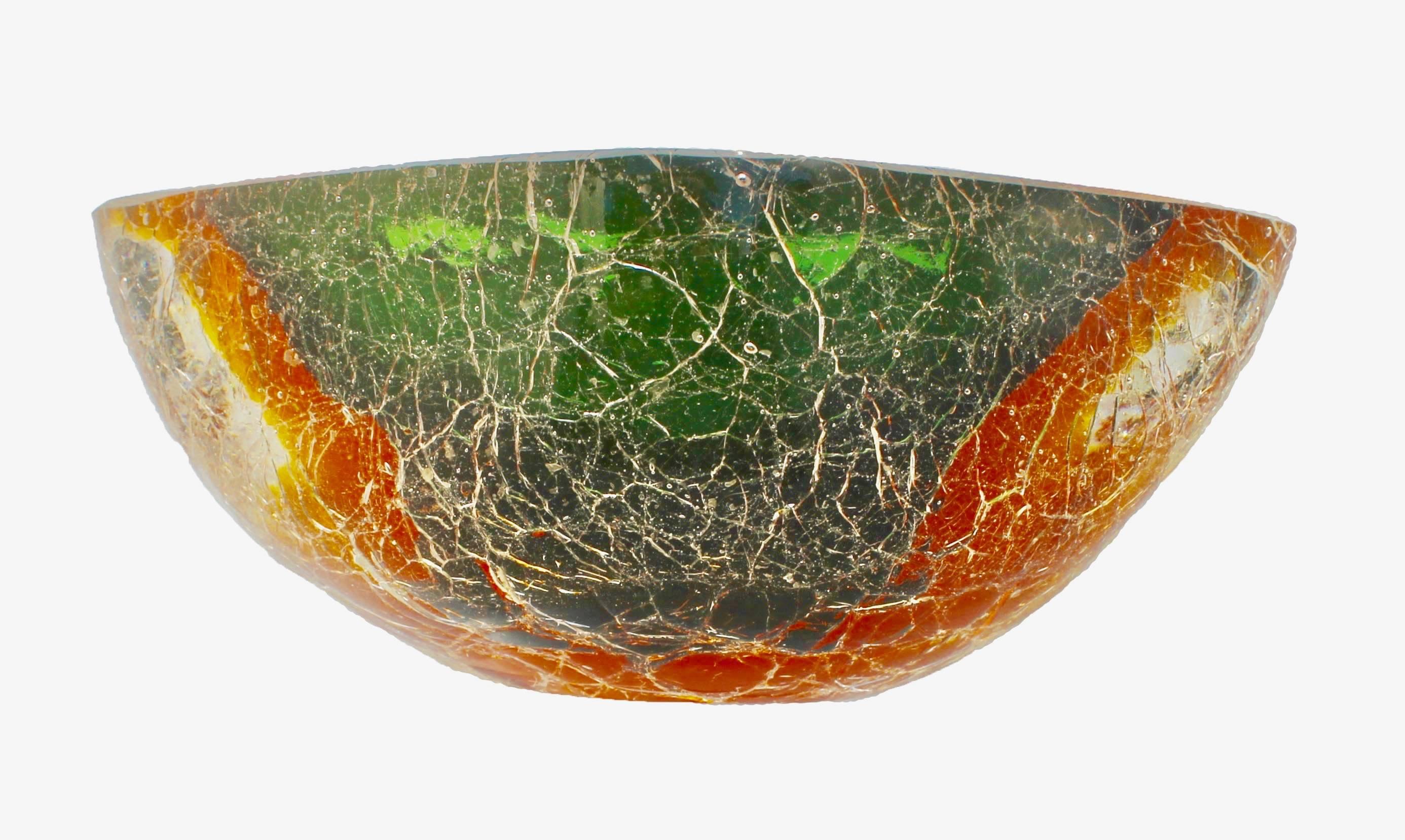 Mid-Century Modern Alfredo Barbini Acid-Etched Murano Corroso Bowl For Sale