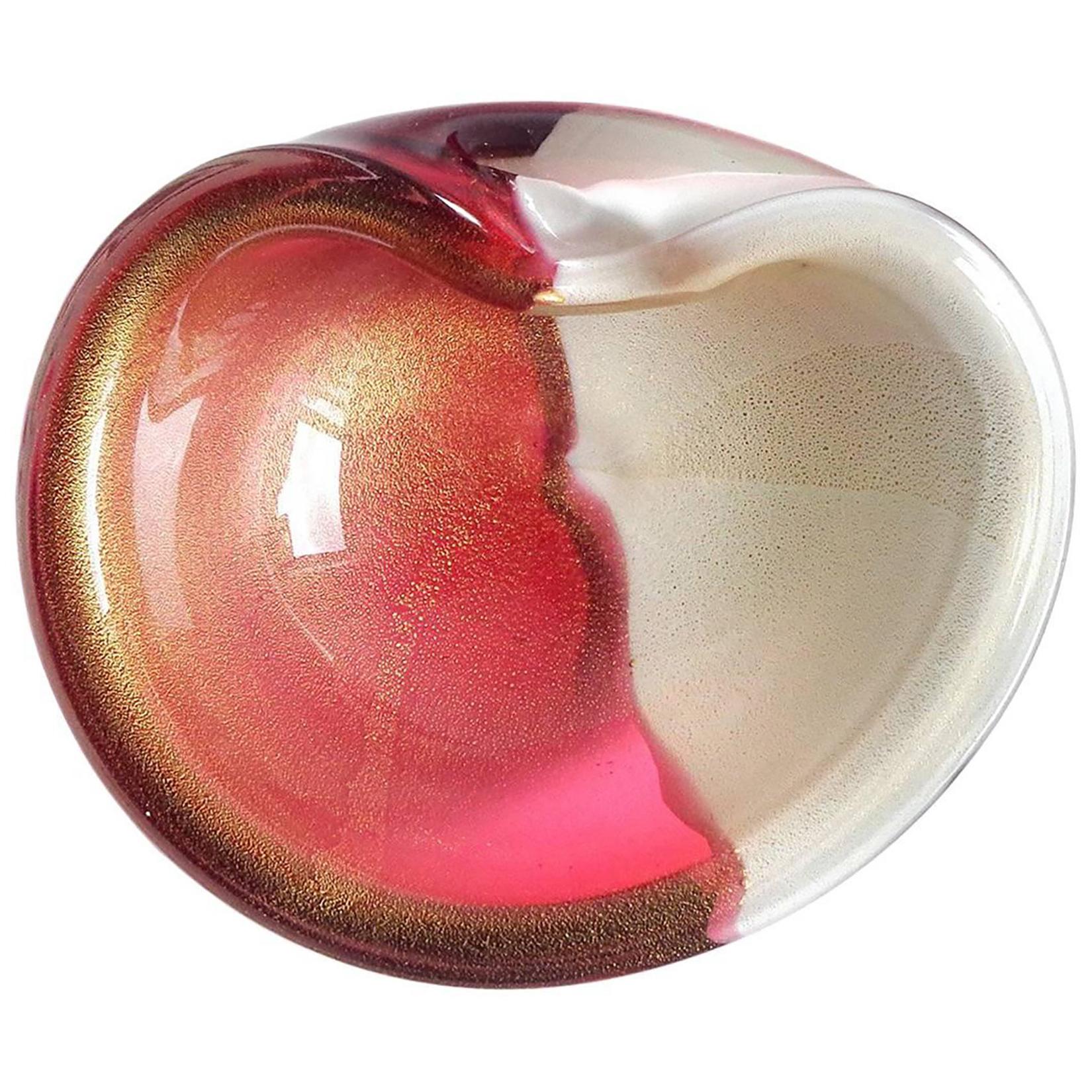Alfredo Barbini Amethyst Gold Flecks Italian Art Glass Decorative Ashtray Bowl