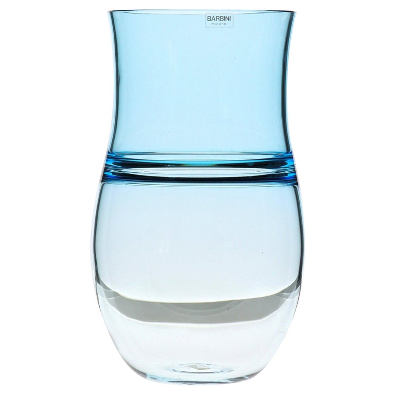 Alfredo Barbini, Aquamarine Incalmo Vase Murano Glass 1980s, Signed and Labeled For Sale