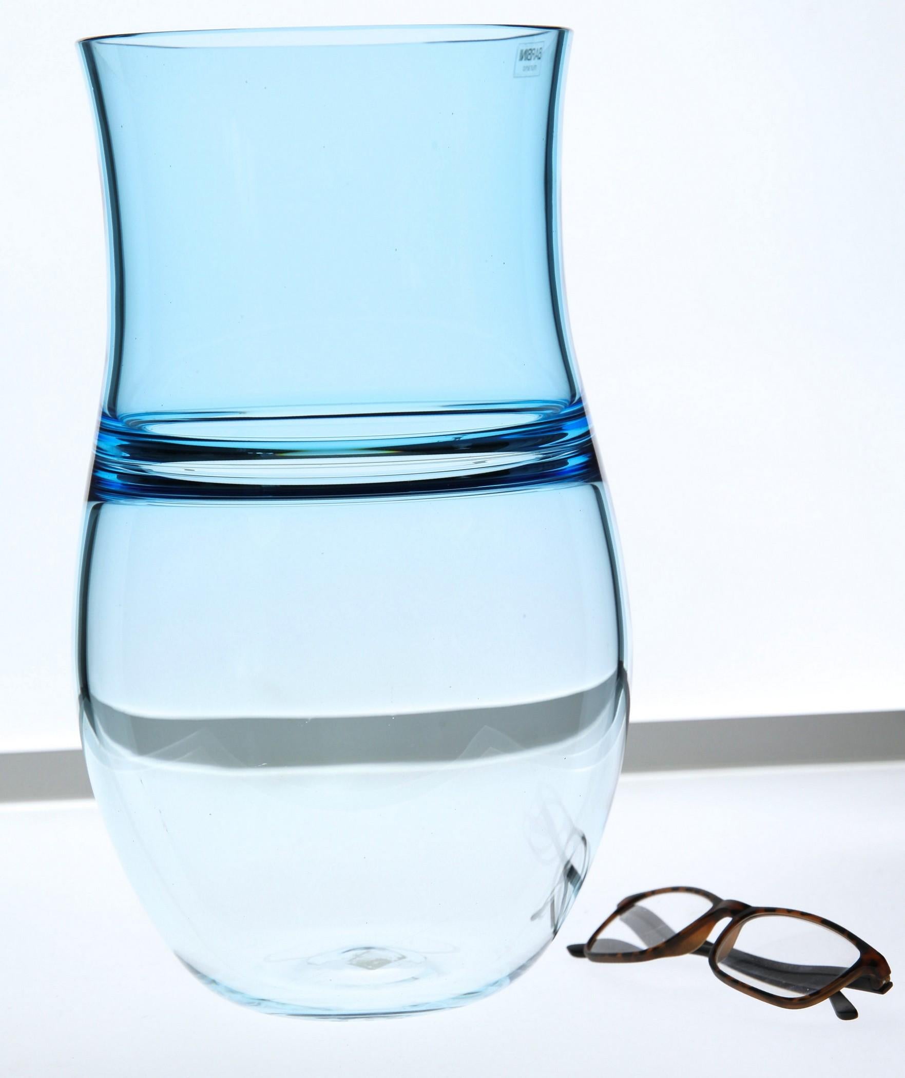 Alfredo Barbini:: Aquamarine Incalmo Vase Murano Glass 1980s:: Signé et étiqueté en vente 7