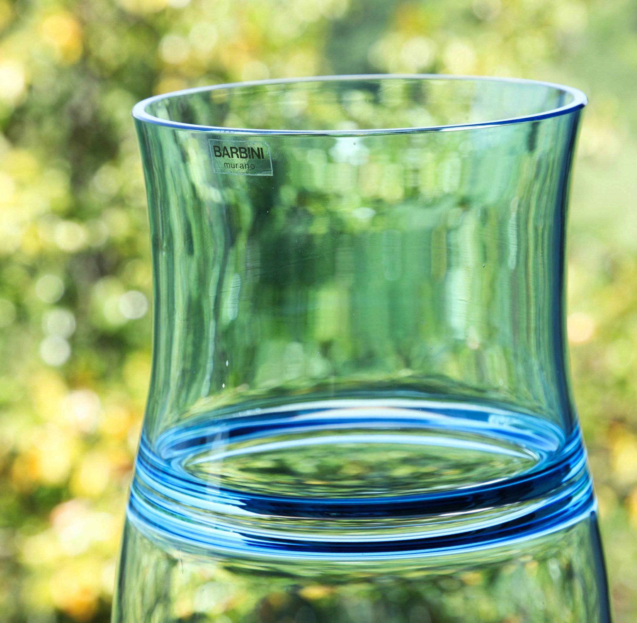 Alfredo Barbini, Aquamarine Incalmo Vase Murano Glass 1980s, Signed and Labeled For Sale 9
