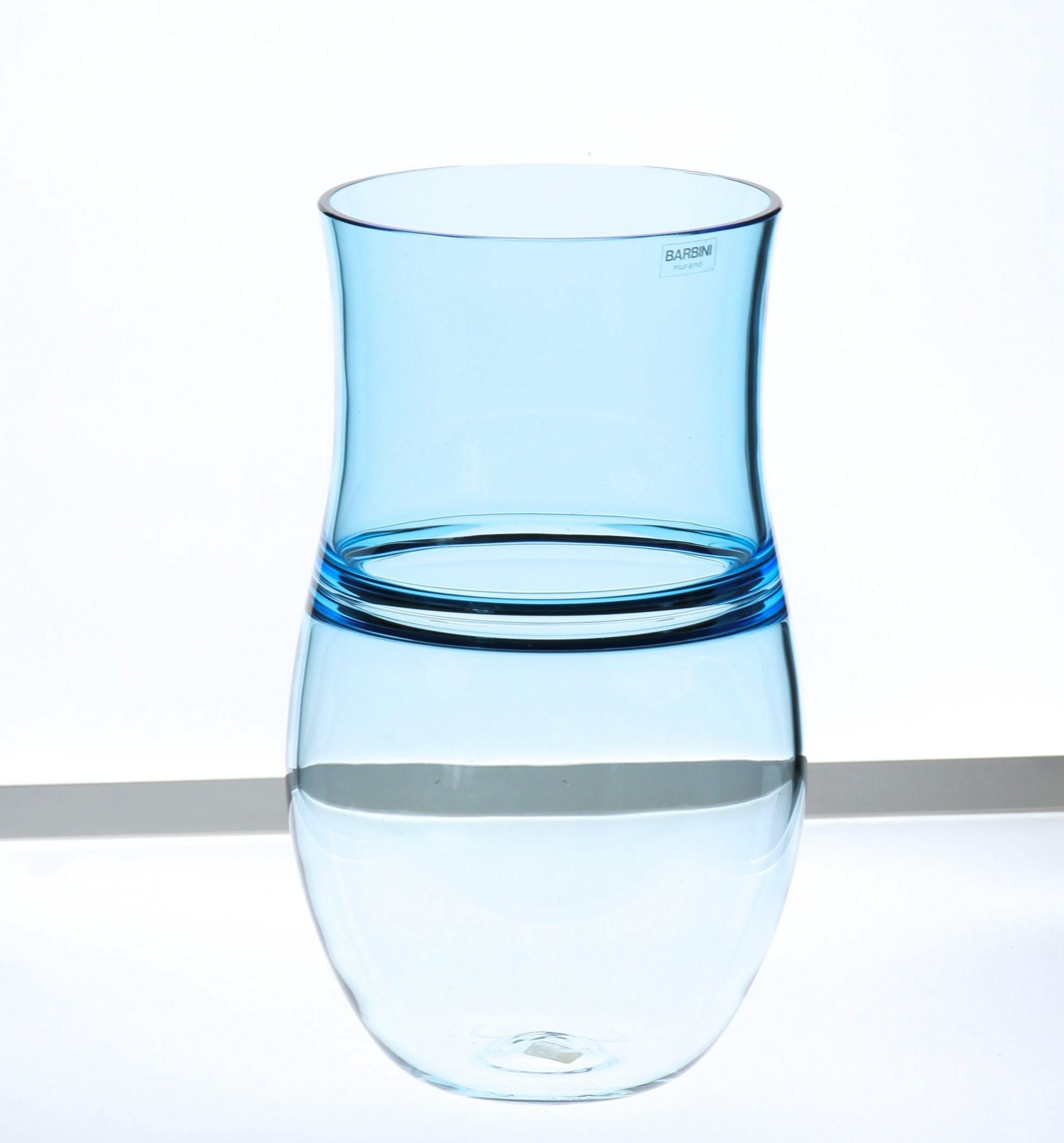 Alfredo Barbini:: Aquamarine Incalmo Vase Murano Glass 1980s:: Signé et étiqueté en vente 10