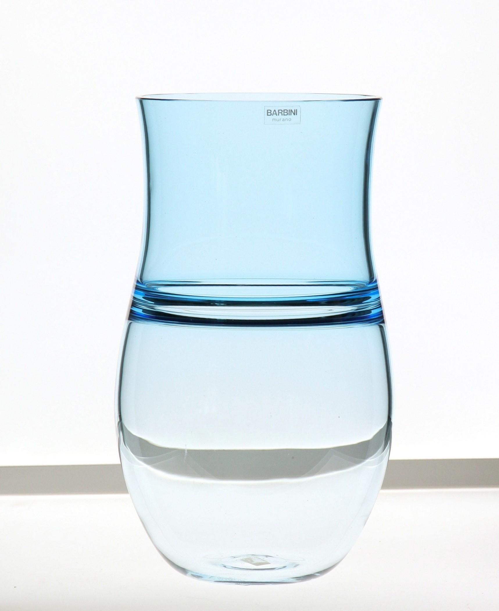 Alfredo Barbini:: Aquamarine Incalmo Vase Murano Glass 1980s:: Signé et étiqueté en vente 12