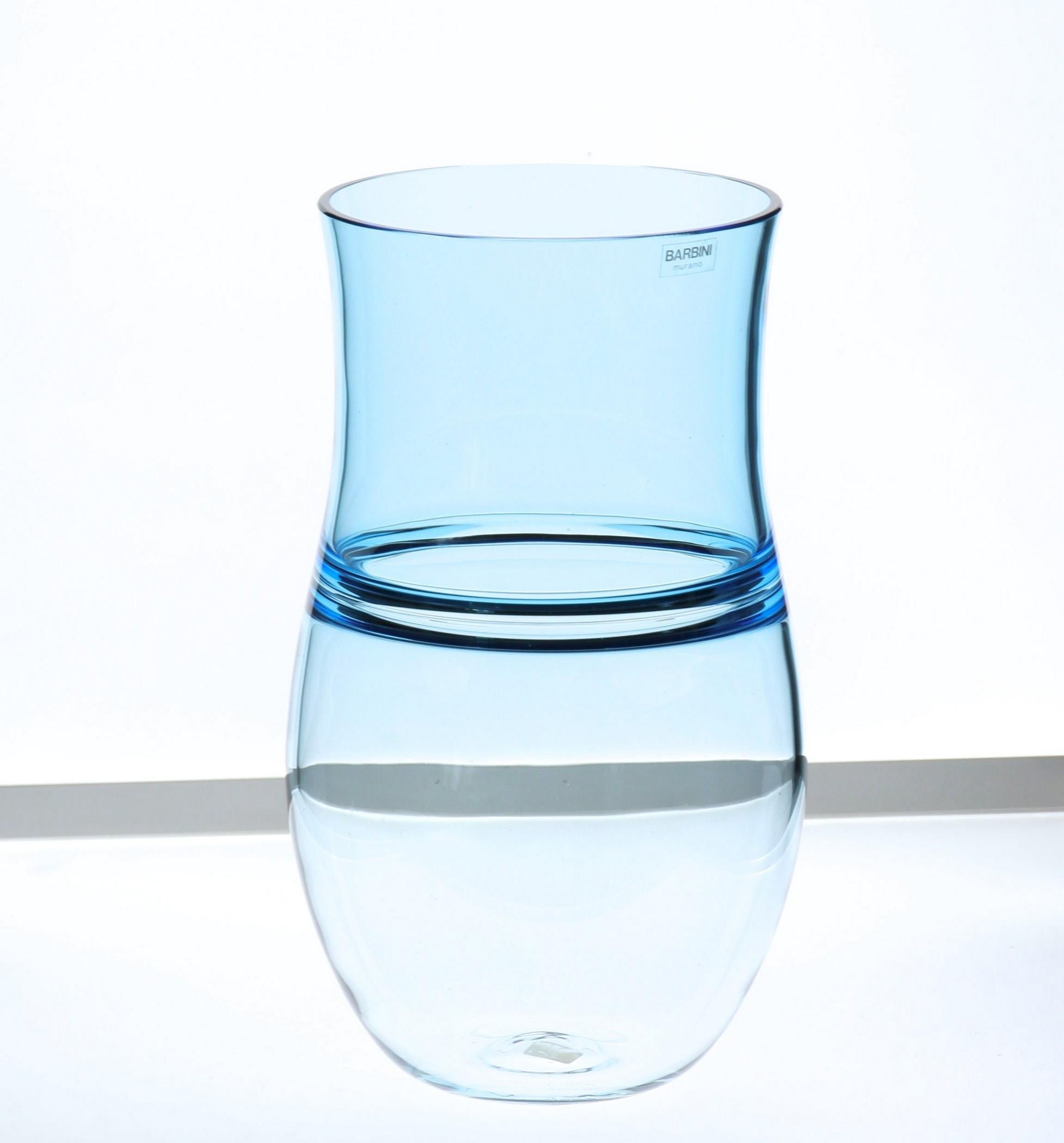Alfredo Barbini:: Aquamarine Incalmo Vase Murano Glass 1980s:: Signé et étiqueté en vente 13