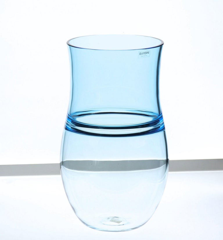 Alfredo Barbini, Aquamarine Incalmo Vase Murano Glass 1980s, Signed and Labeled For Sale 13