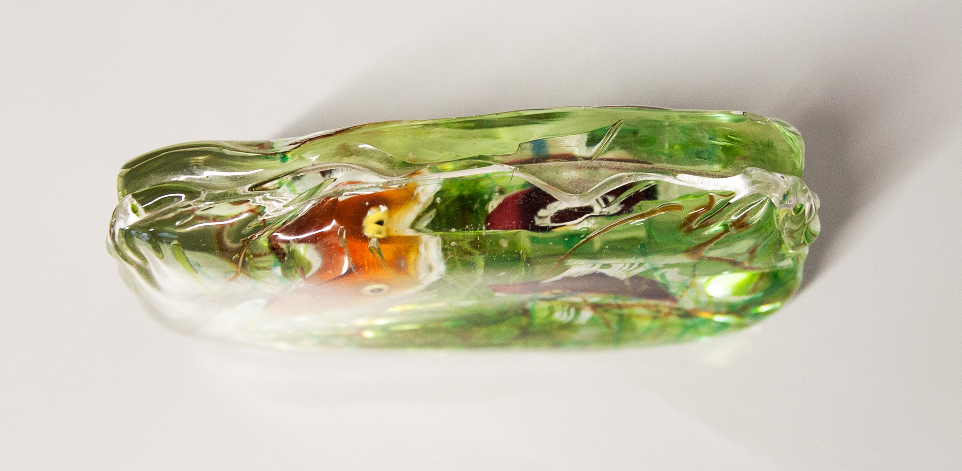 Mid-20th Century Alfredo Barbini Aquarium Murano 2 Fish Glass Object for Cenedese 1960s For Sale