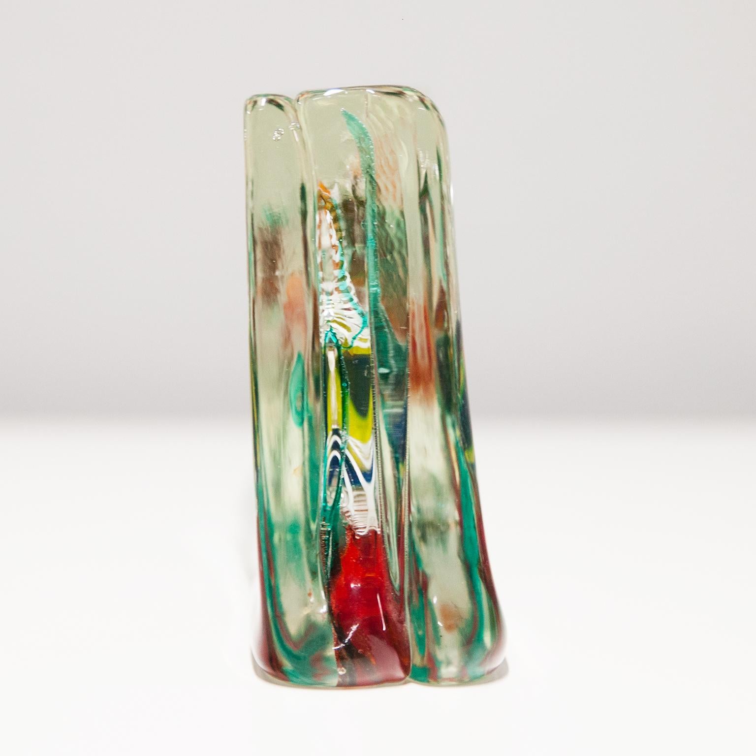 Mid-Century Modern Alfredo Barbini Aquarium Murano 3 Fish Glass Object for Cenedese, 1960