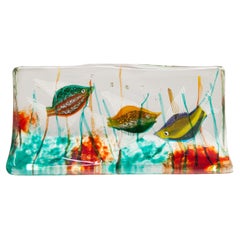 Alfredo Barbini Aquarium Murano 3 Fish Glass Object for Cenedese, 1960