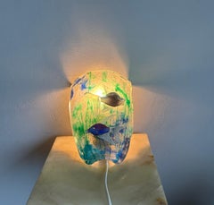 Alfredo Barbini Aquarium w. Two Fish Murano Glass Wall Sconce for Cenedese, 1960