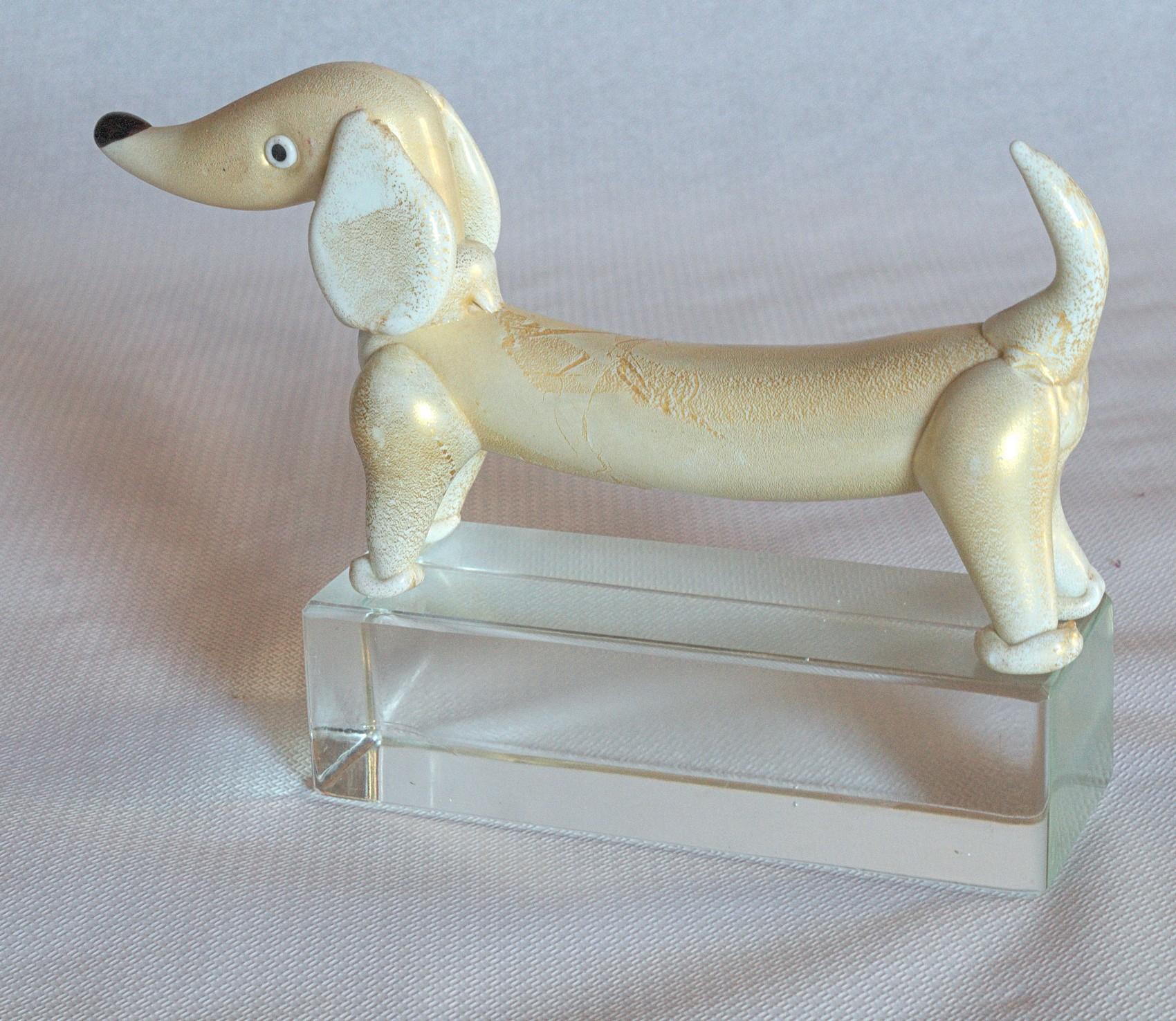 Alfredo Barbini, Bassotto Dachshund, Gold Leaf over Lattimo Martinuzzi Way, 1950 1