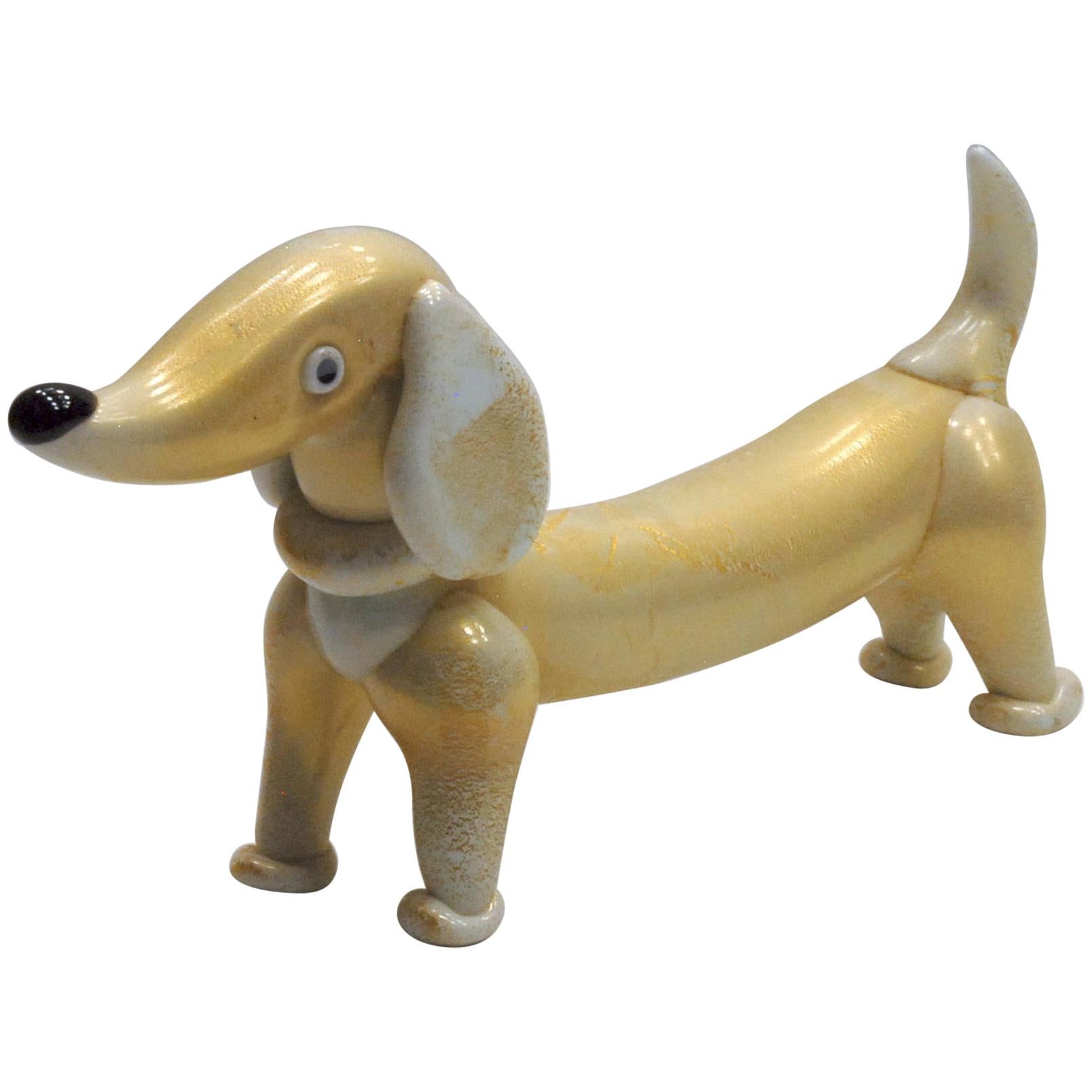 Alfredo Barbini, Bassotto Dachshund, Gold Leaf over Lattimo Martinuzzi Way, 1950