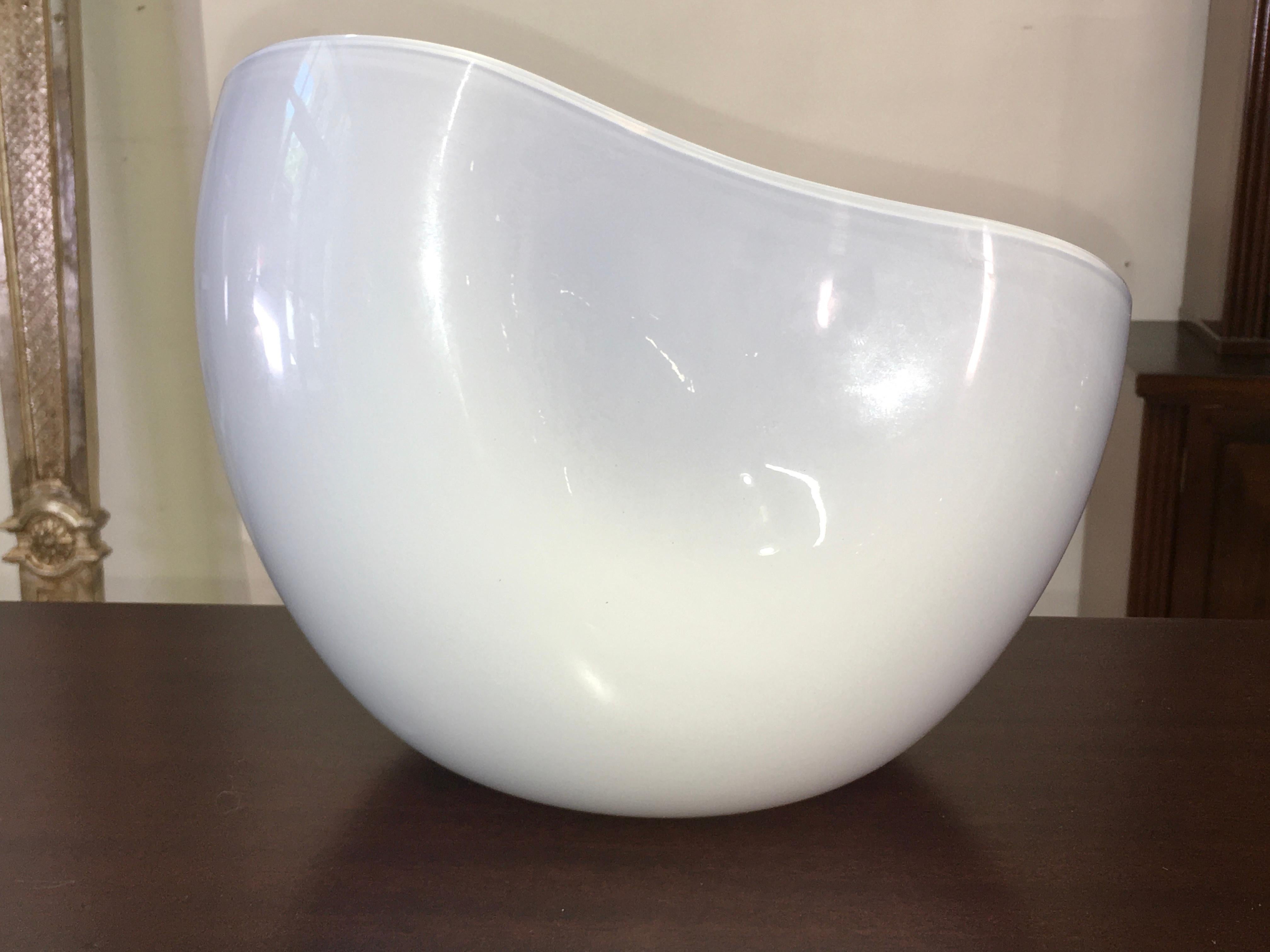 Alfredo Barbini Biomorphic Glass Bowl, Signed For Sale 1