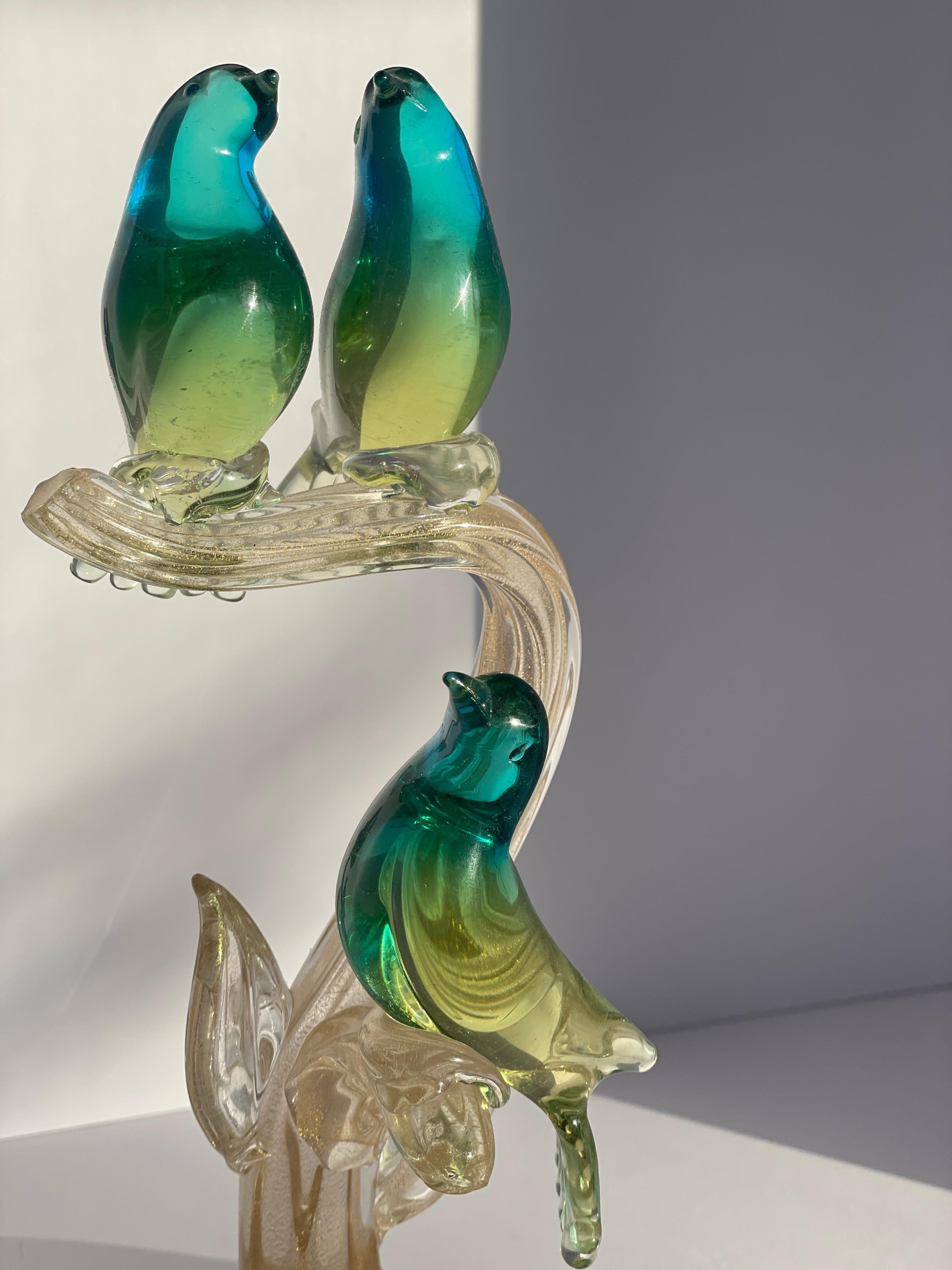 italien Sculpture Birds of Paradise d'Alfredo Barbini pour Weil Ceramics & Glass Co., Italie en vente