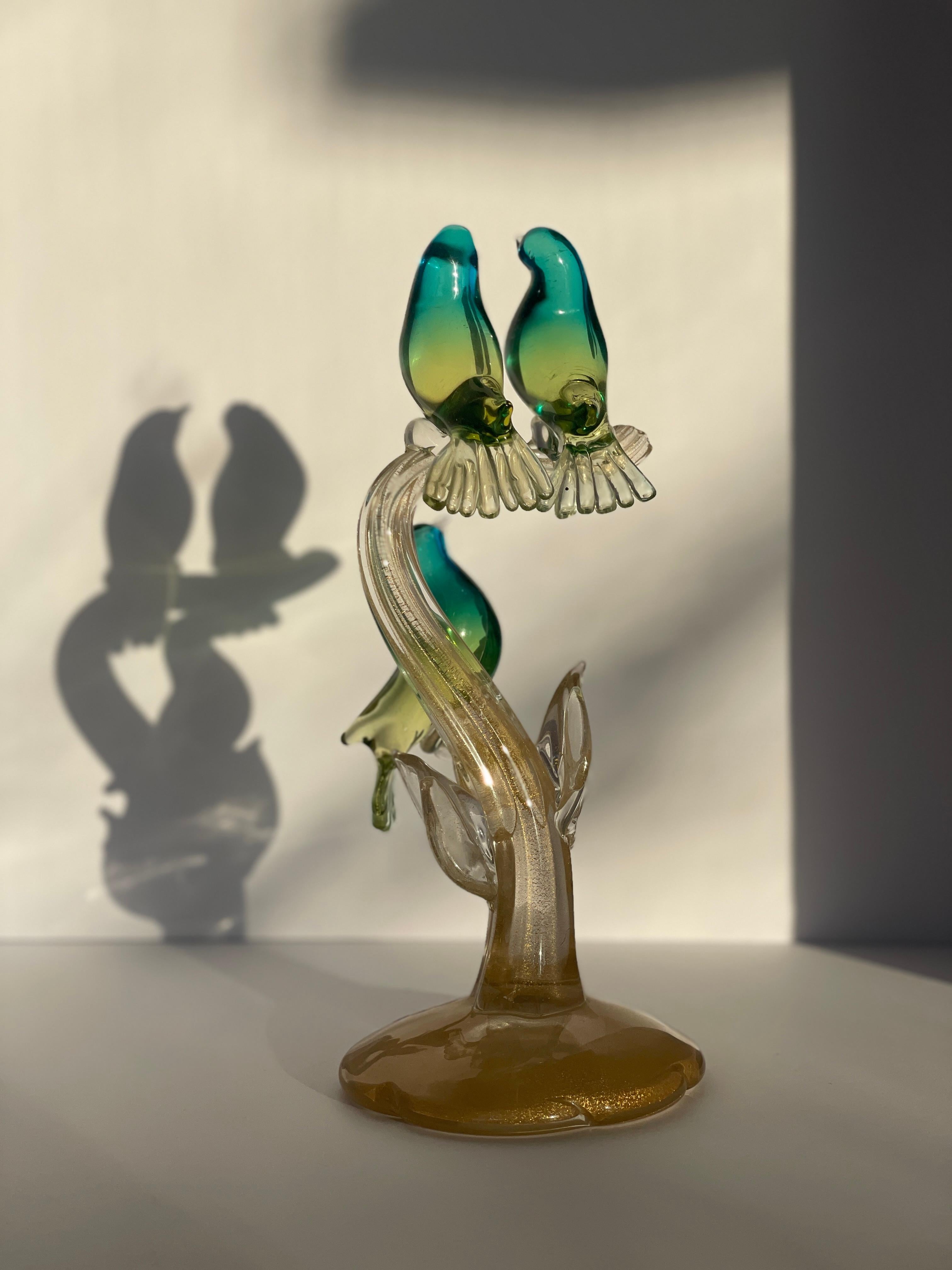 Sculpture Birds of Paradise d'Alfredo Barbini pour Weil Ceramics & Glass Co., Italie en vente 1
