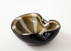 Alfredo Barbini Black, Goldm White Murano Glass Vessel