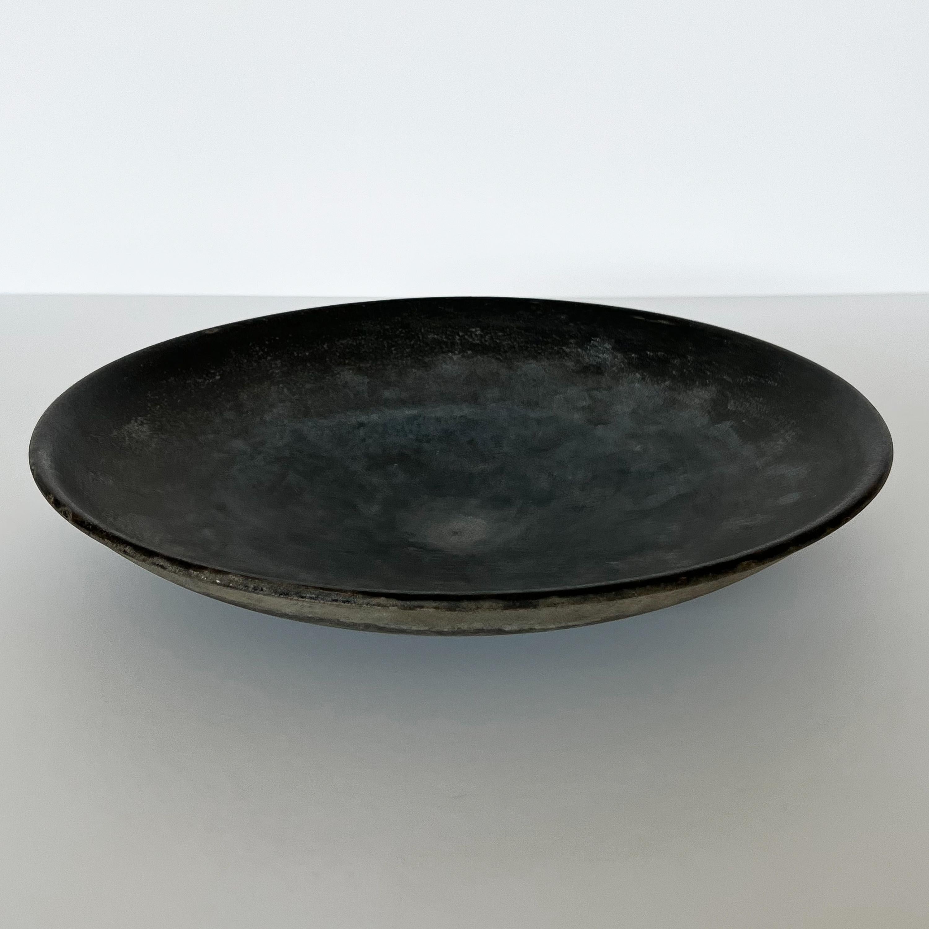Mid-Century Modern Alfredo Barbini Black Scavo Low Bowl Centerpiece